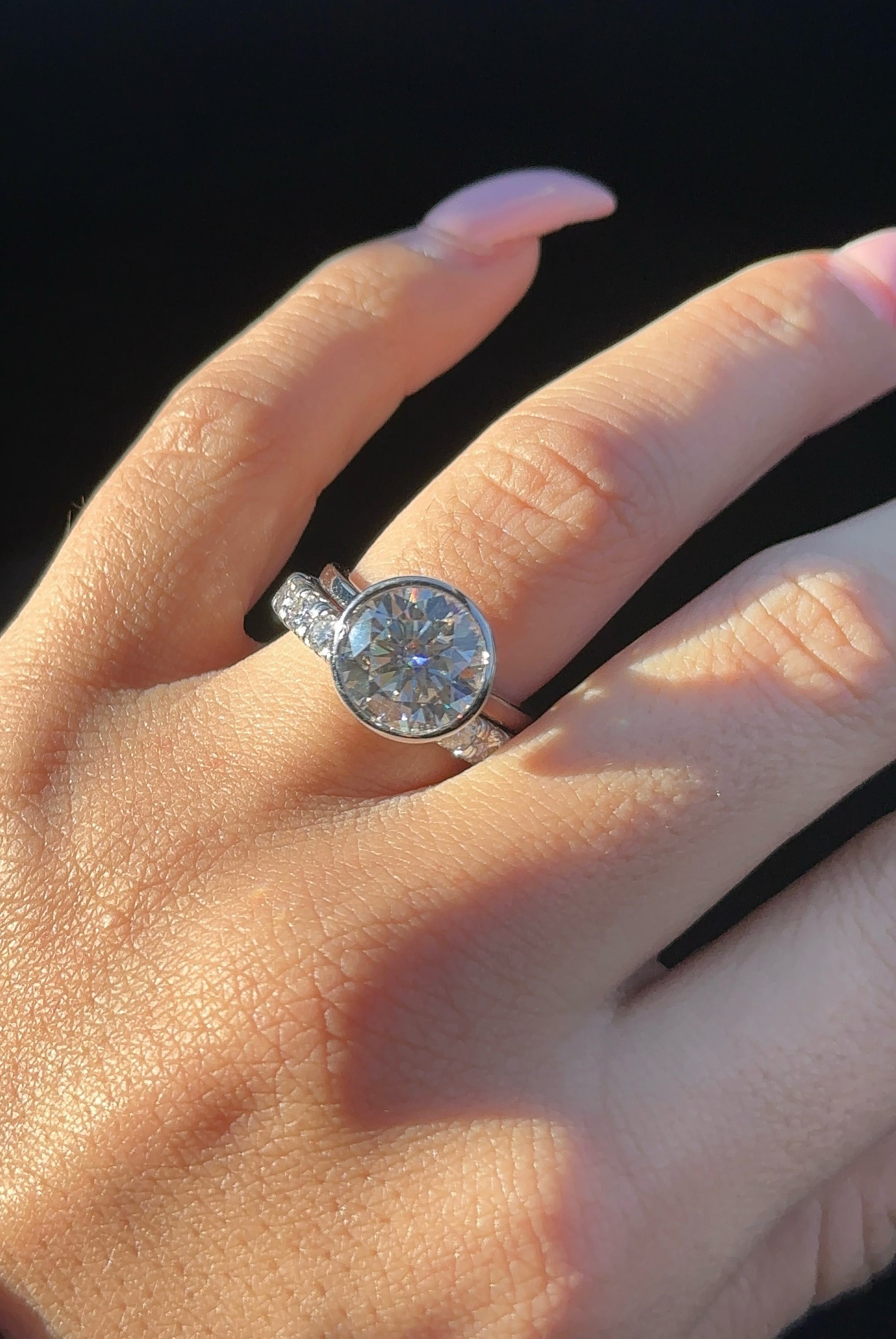 4.5ctw Round Cut Moissanite Bezel Set Solitaire Engagement Ring