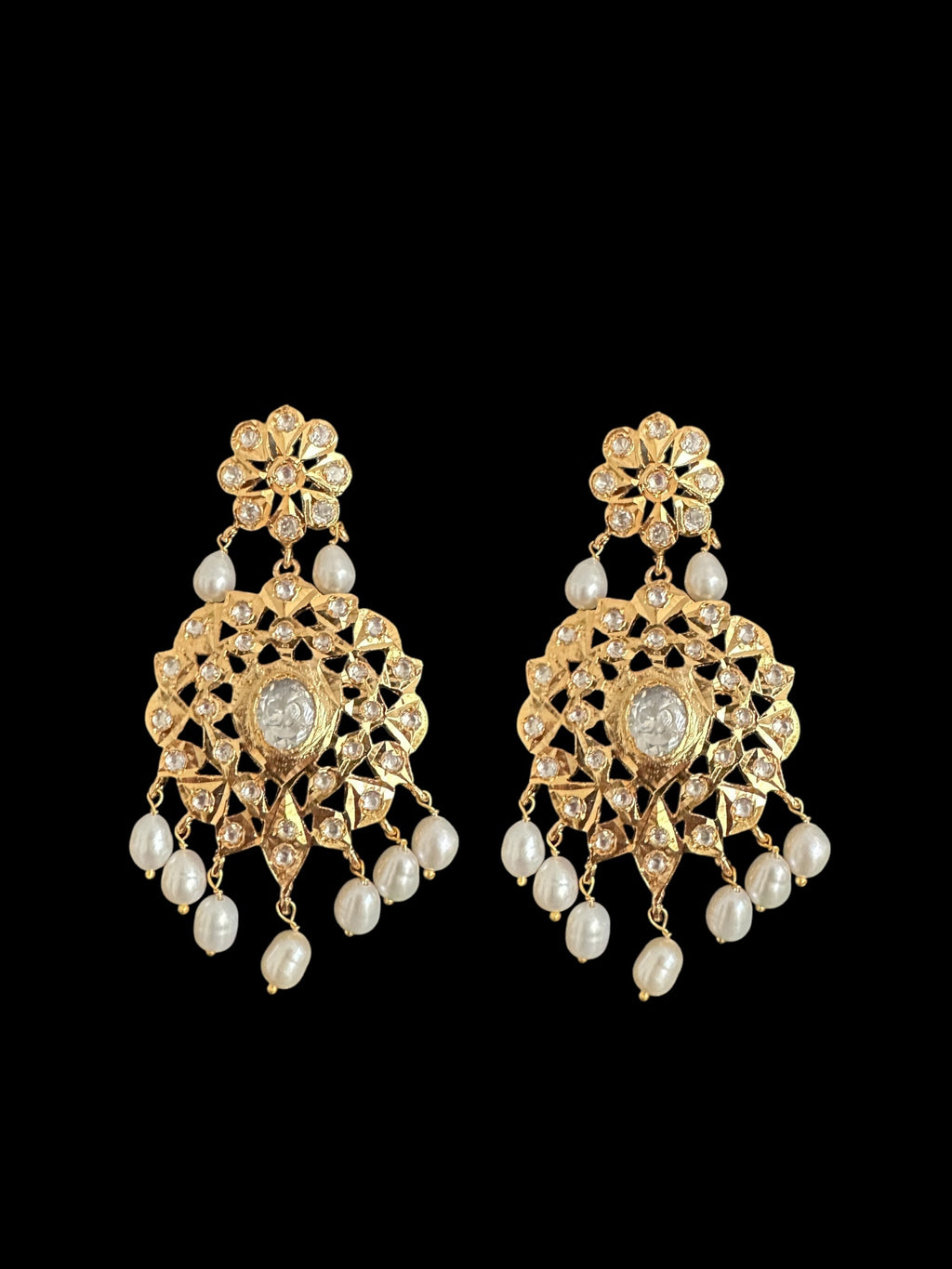 DLN119 Moissanite Polki Asif jaahi Rani haar with pearls ( READY TO SHIP )