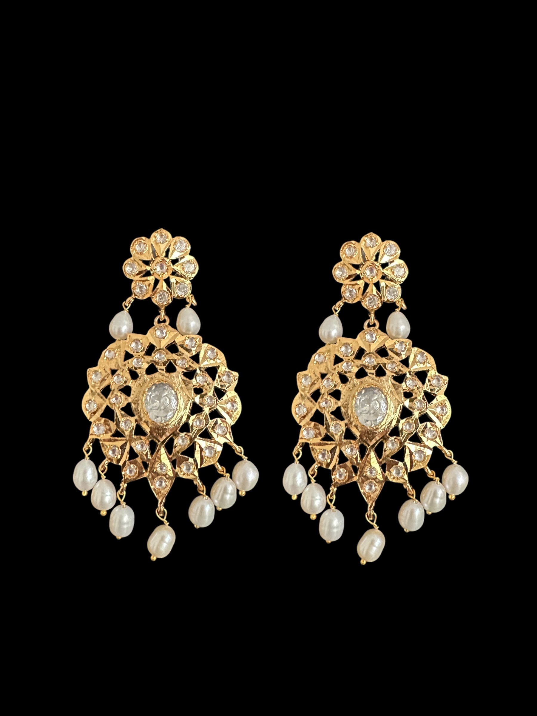 DLN119 Moissanite Polki Asif jaahi Rani haar with pearls ( READY TO SHIP )