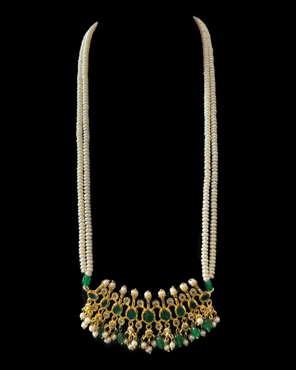 PS559 Hyderabadi / Nizami tirmani in fresh water pearls with chandbali( READY TO SHIP )