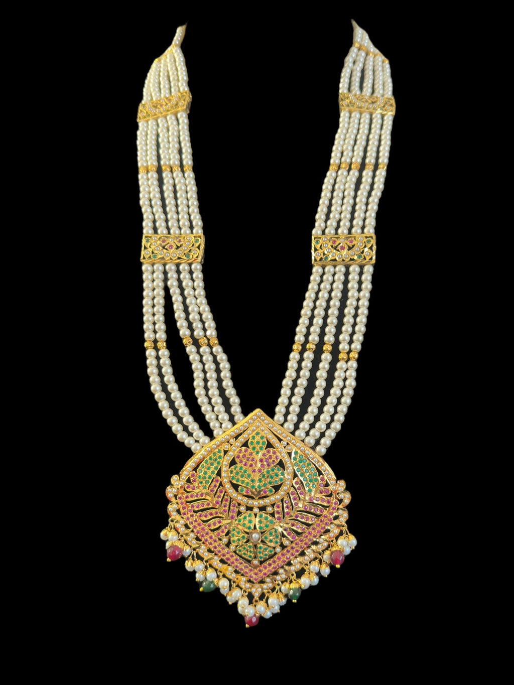 DLN108 Roosa Punjabi rani haar in ruby emerald  ( READY TO SHIP )