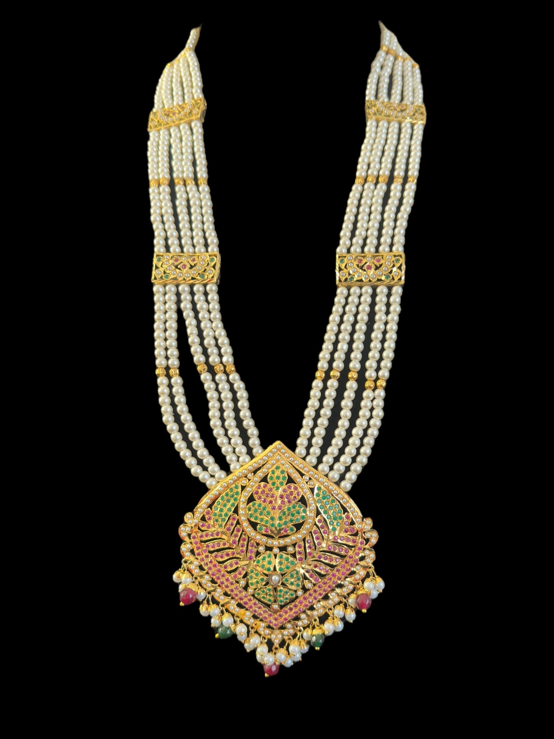 DLN108 Roosa Punjabi rani haar in ruby emerald  ( READY TO SHIP )