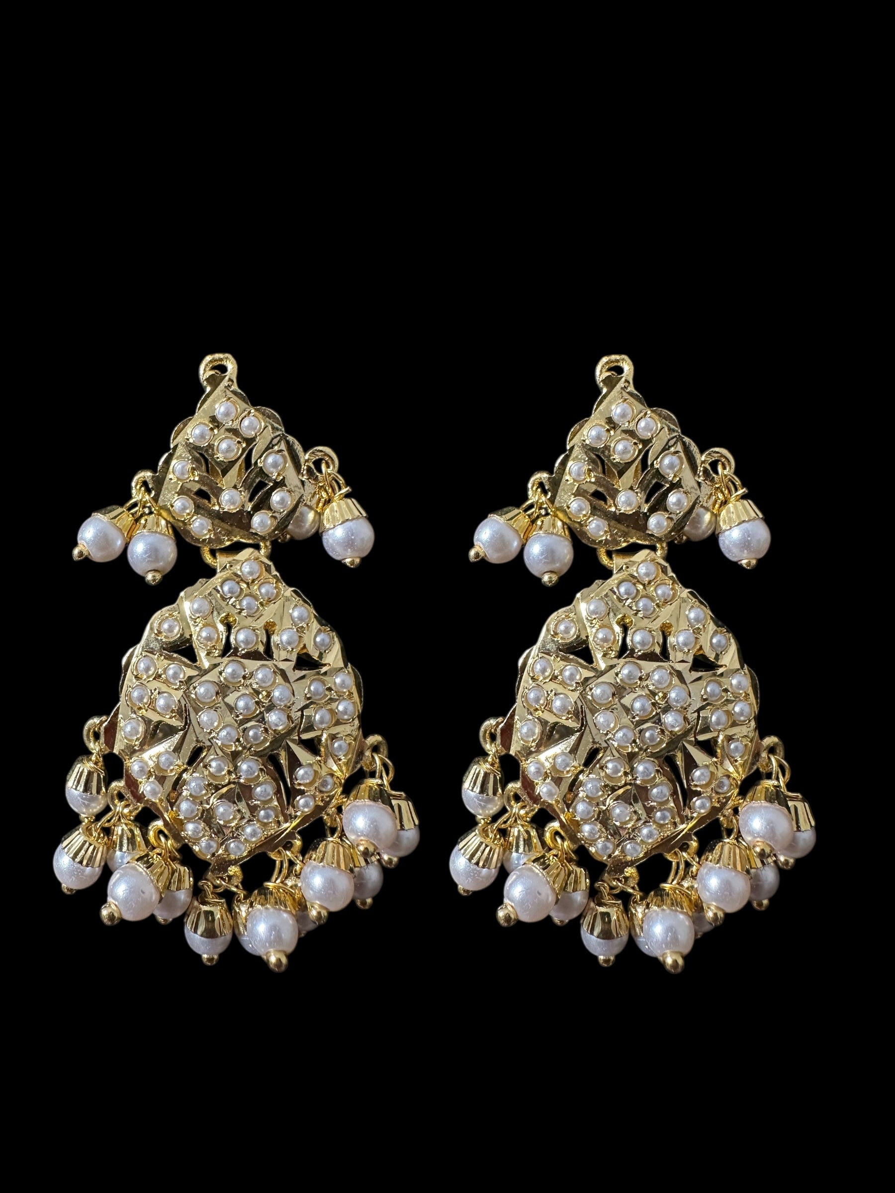 DLN129 jadau rani haar in pearls with earrings tika ( READY TO SHIP )