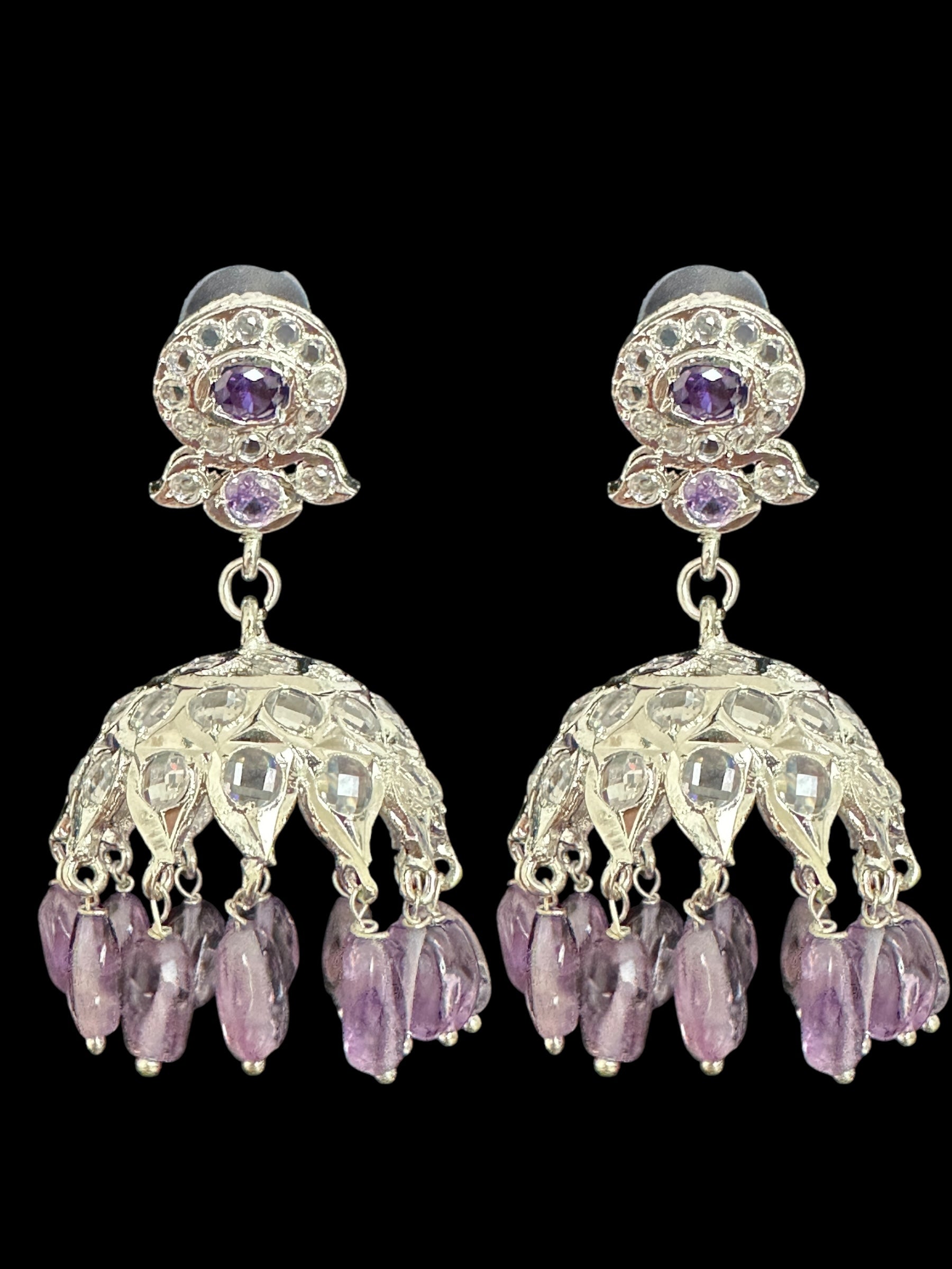 silver plated necklace with amethyst beads ( SHIPS IN 4 WEEKS )