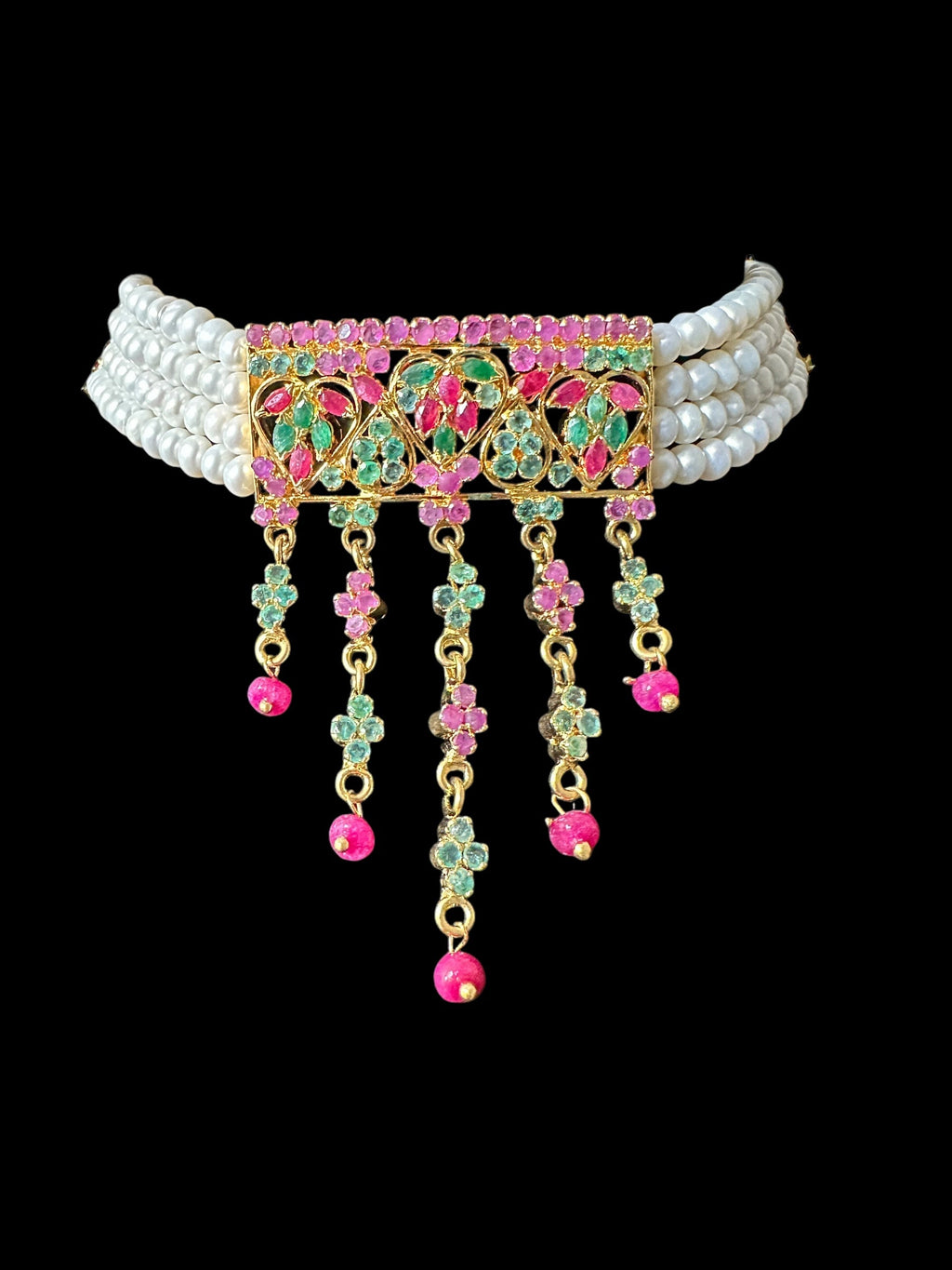 C510 Ruby emerald choker with earrings ( READY TO SHIP )