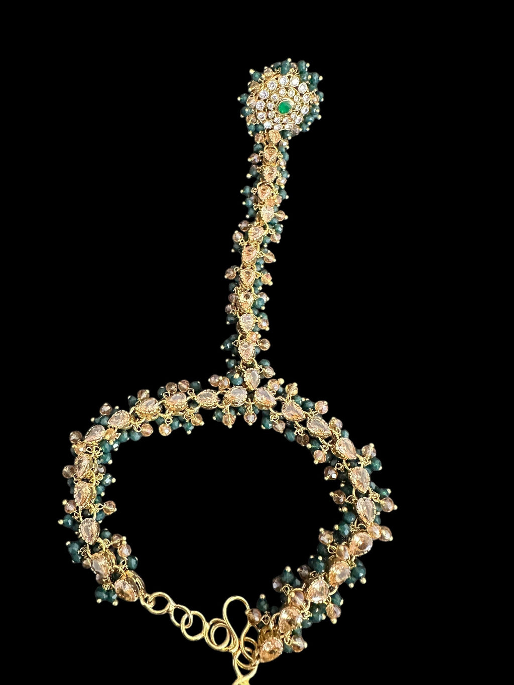 BR496 Faiza bridal set in emerald ,champagne combination  ( SHIPS IN 4 WEEKS )