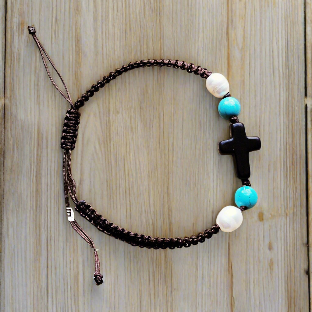 **Adjustable Woven Turquoise Braided Bracelet 806v