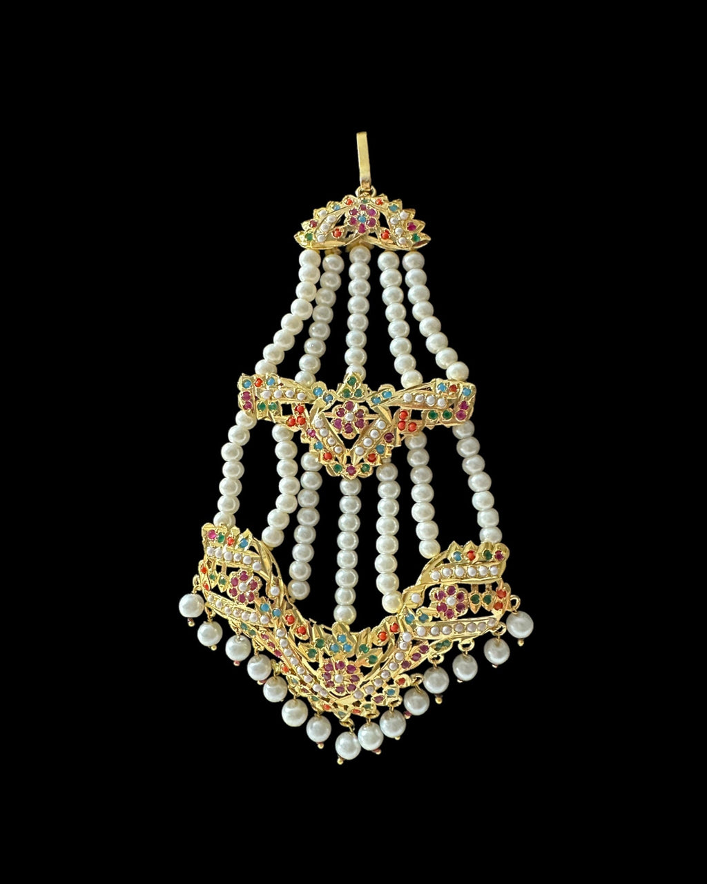 BR320 navratan jadau bridal set in shell pearls ( READY  TO SHIP)
