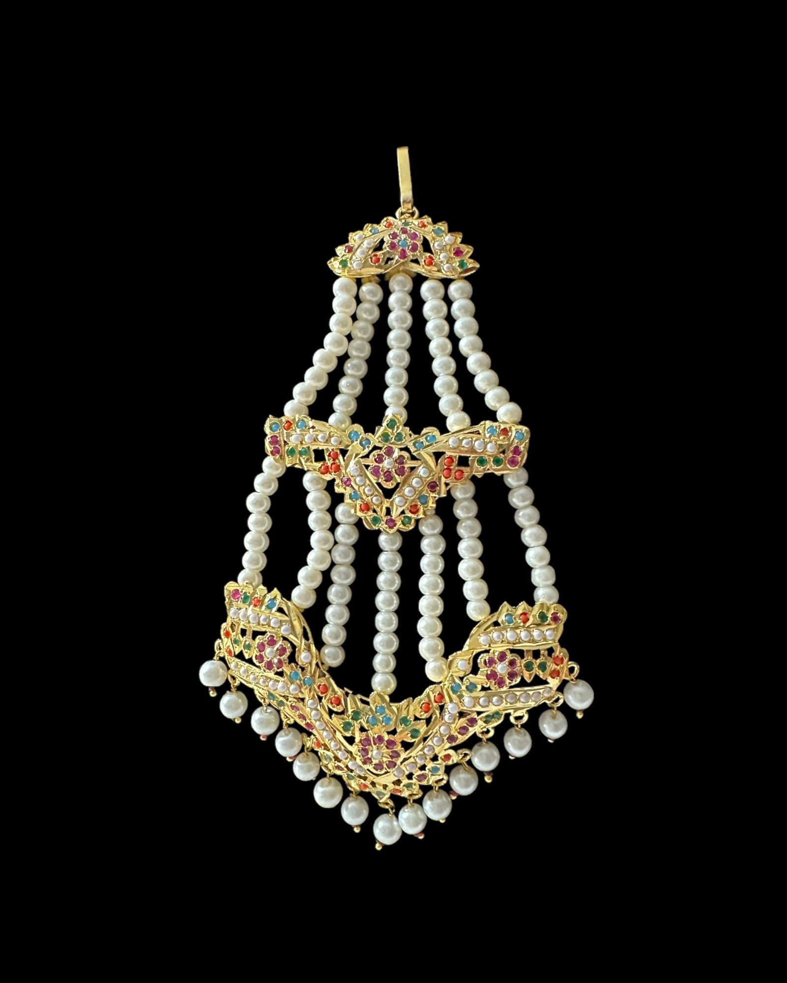 BR320 navratan jadau bridal set in shell pearls ( READY  TO SHIP)