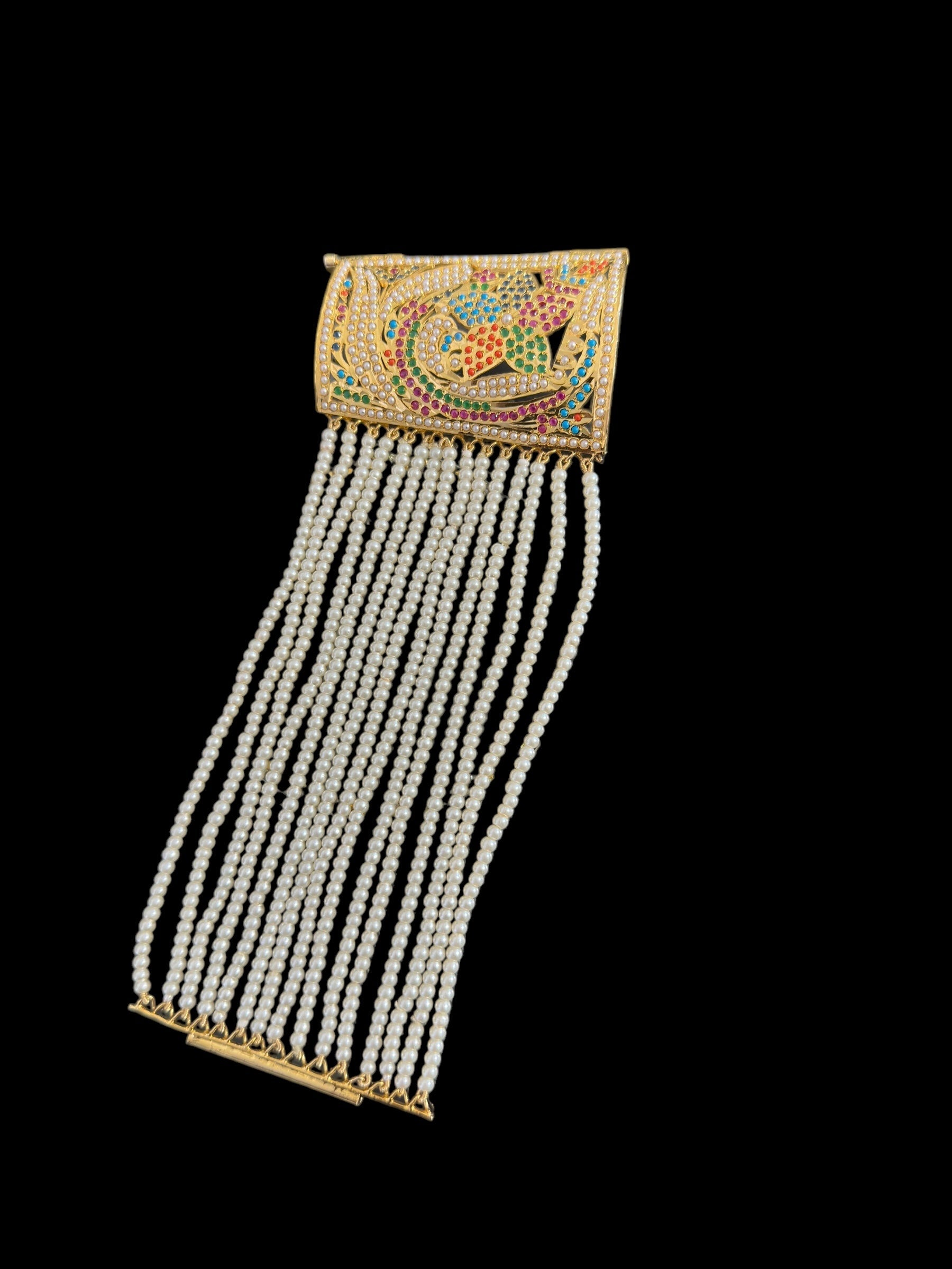 Jadau bahi / bracelet - multicolor / navratan  ( SHIPS IN 3 WEEKS   )