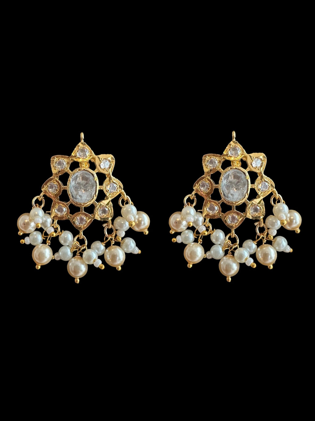 PS562 Moissnaite Polki pendant set with Swarovski pearls (READY TO SHIP)