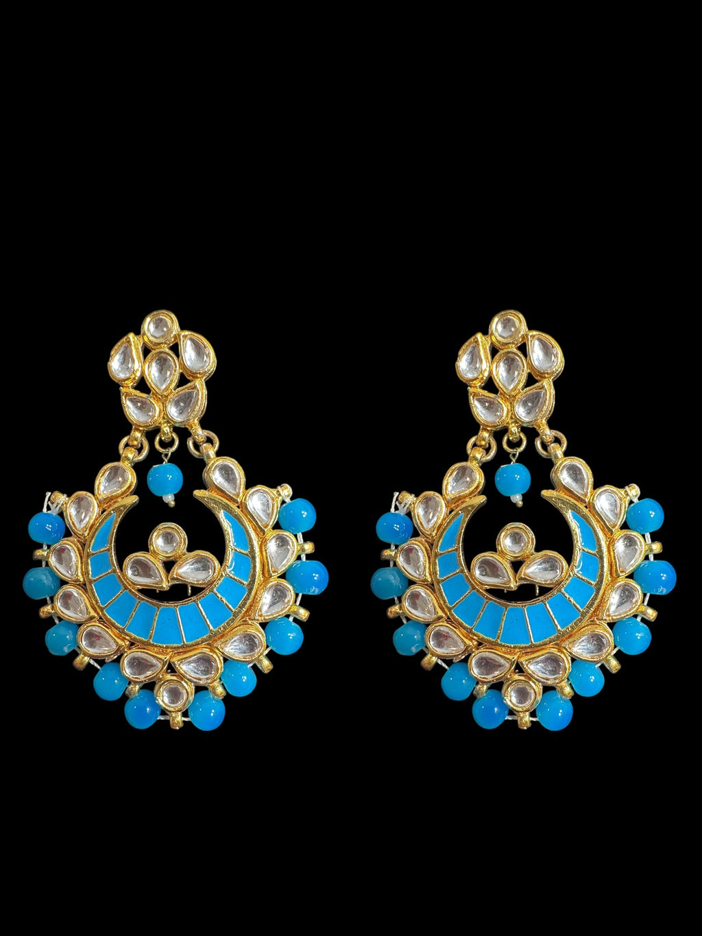 Kundan meena earrings - turquoise  ( READY TO SHIP )