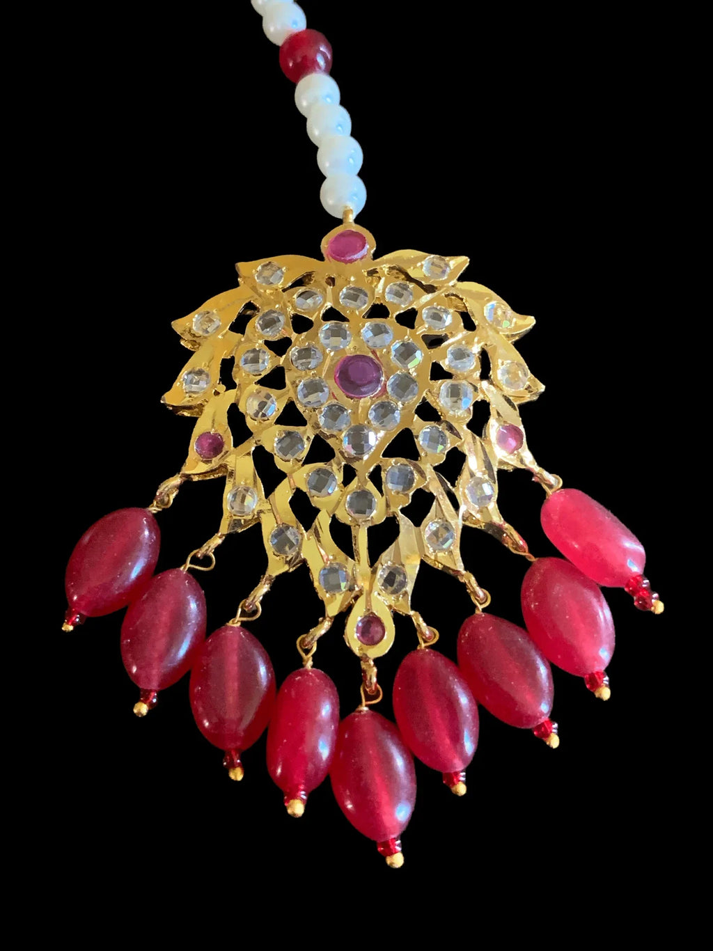 BR474 Waniya hyderabadi bridal set in red / ruby ( READY TO SHIP )