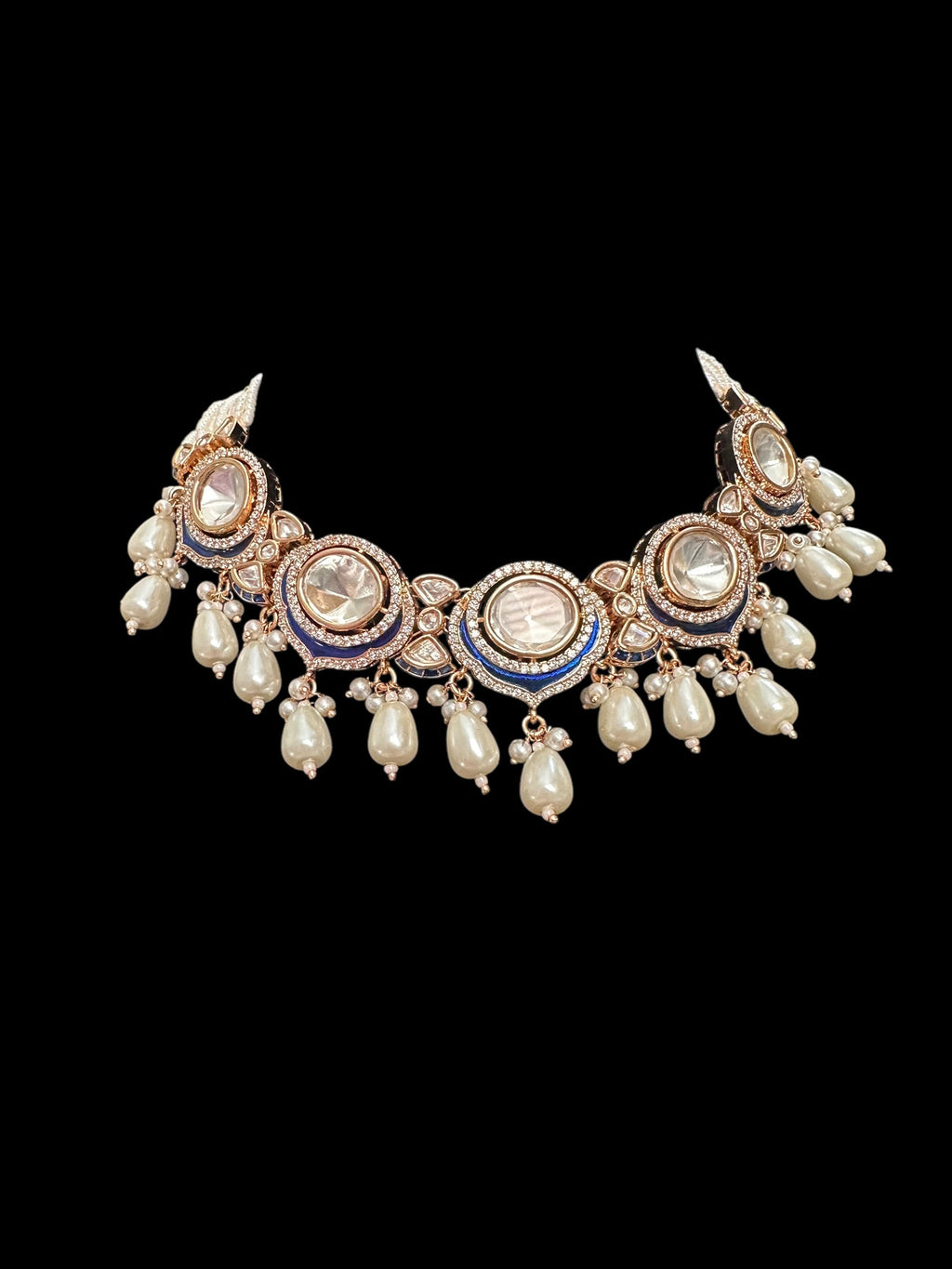 BR469 Meenaz Polki meena light weight bridal set ( READY TO SHIP )