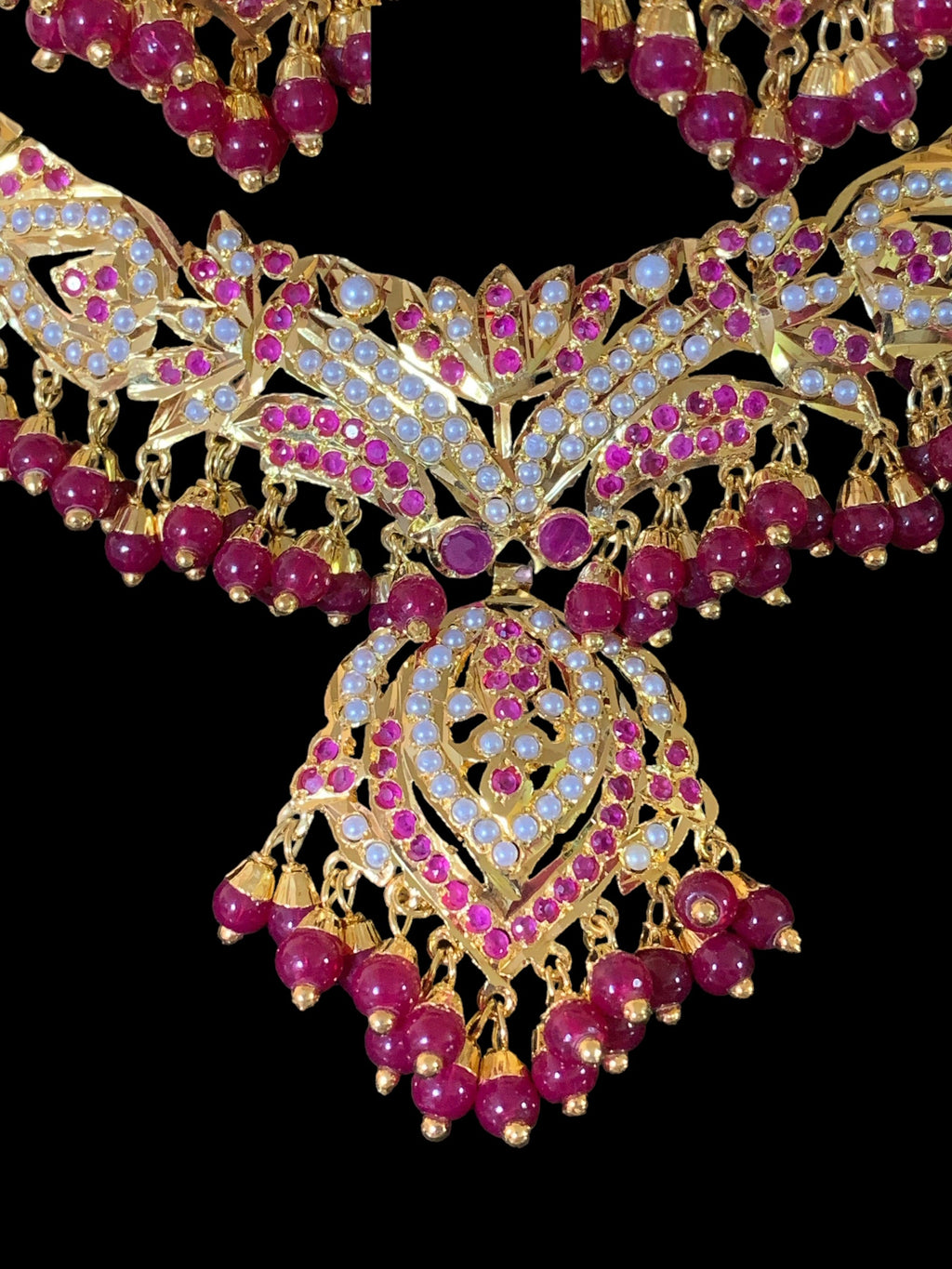 NS59 Taseen necklace set ( rubies ) (READY TO SHIP )