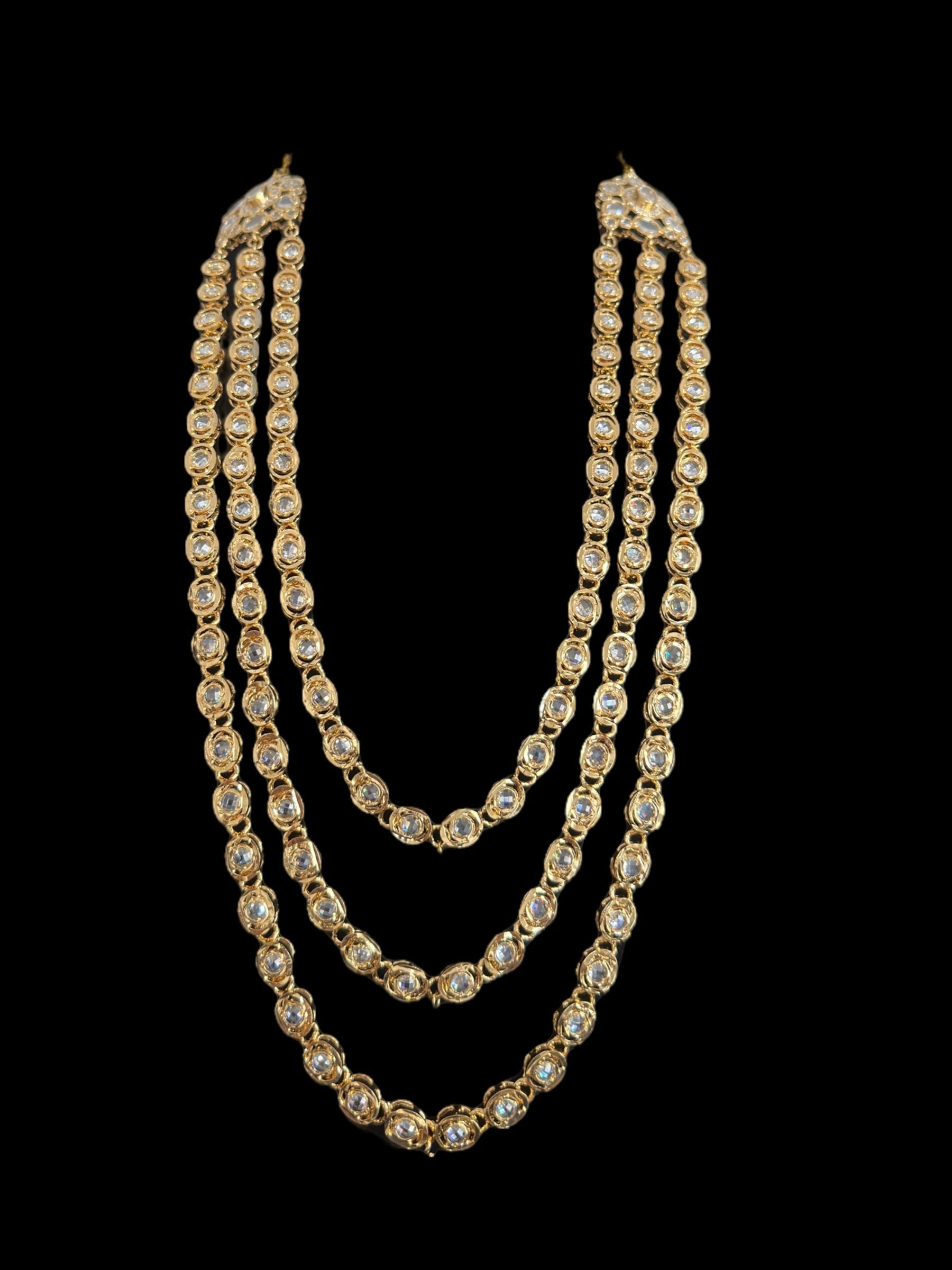 MALLIKA gold plated three layer necklace with earrings ( READY TO SHIP )
