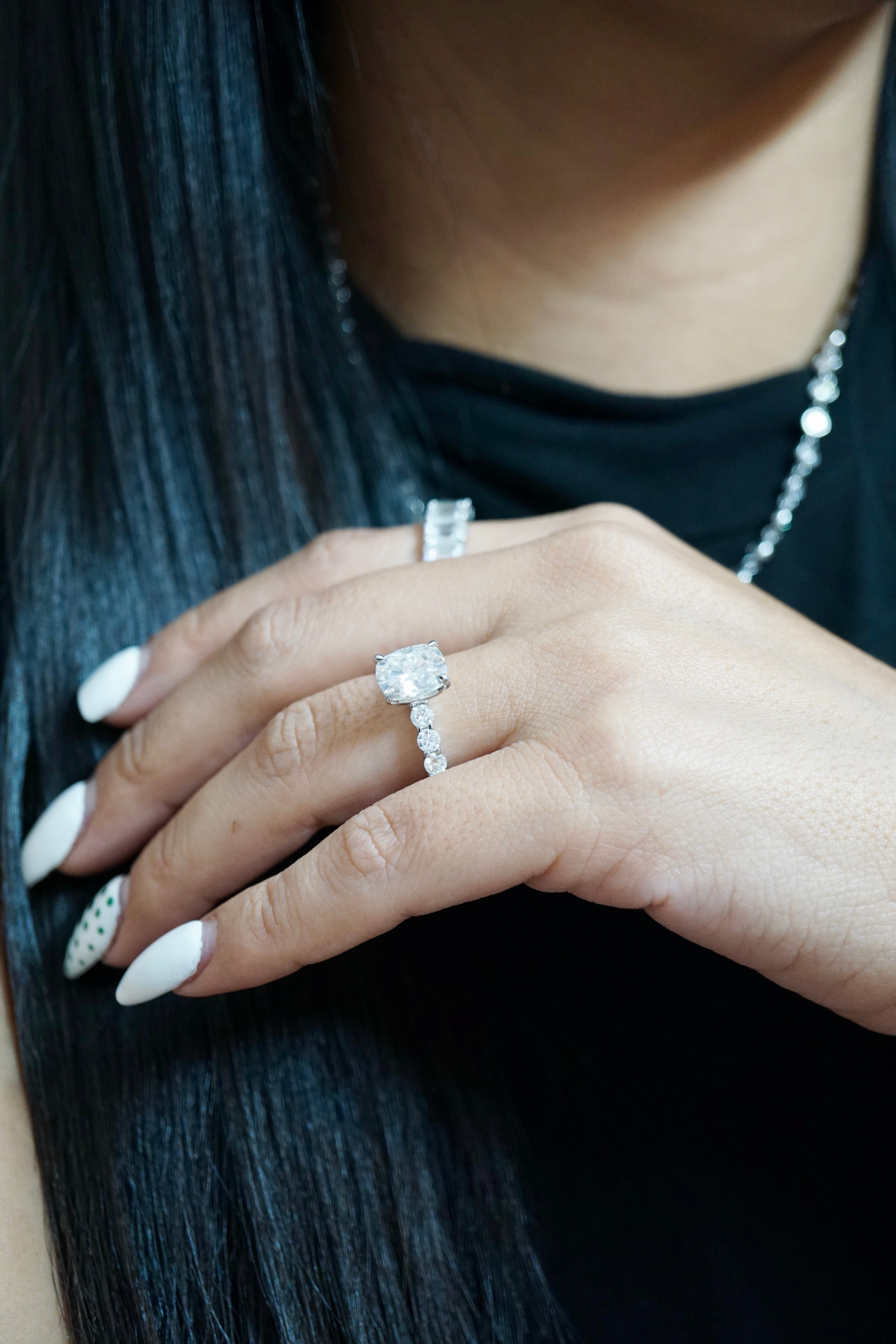 2.5ct Elongated Cushion Cut Eternity Engagement Ring