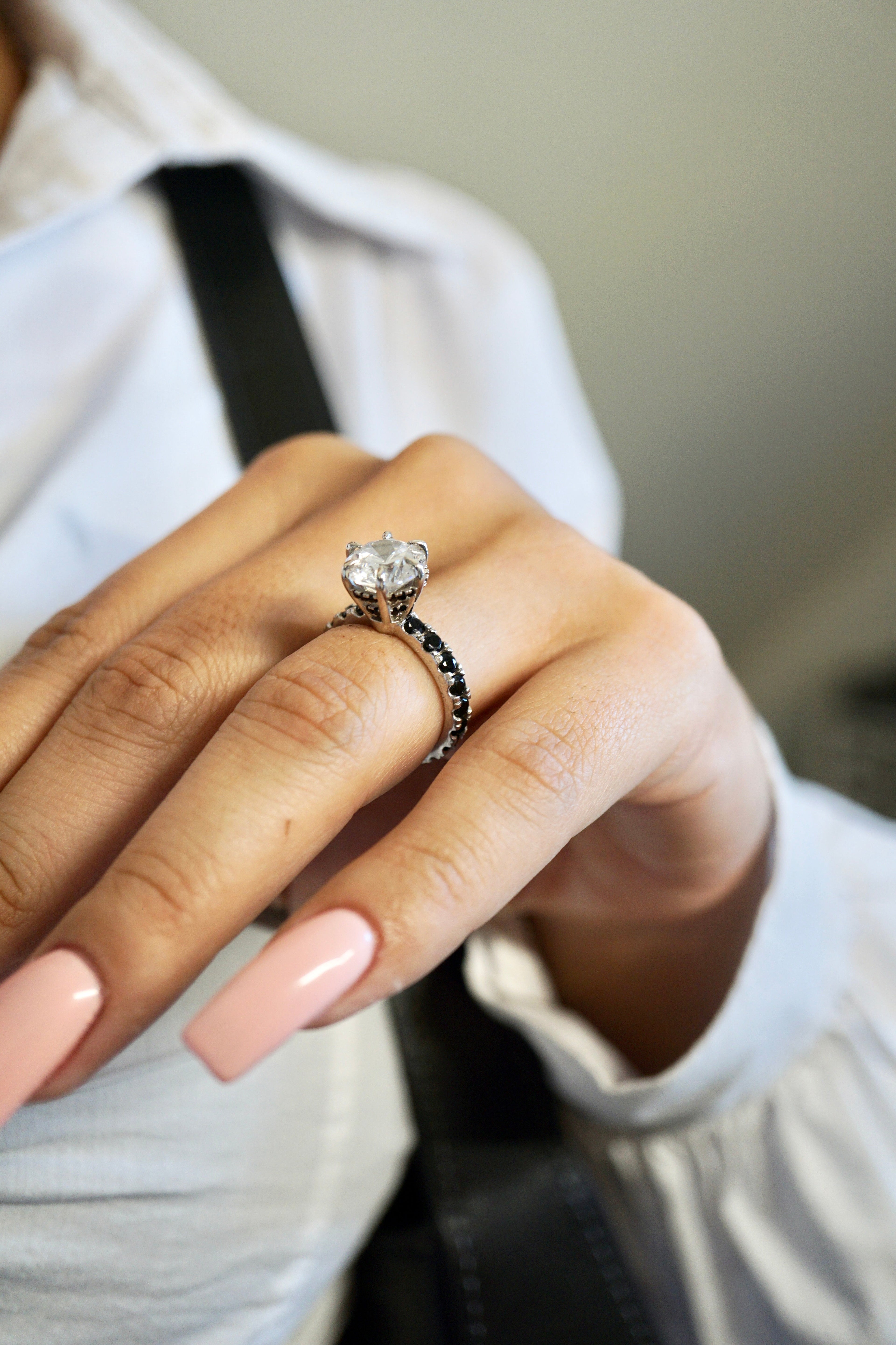 3.5ct Round Cut Moissanite Double Halo Engagement Ring