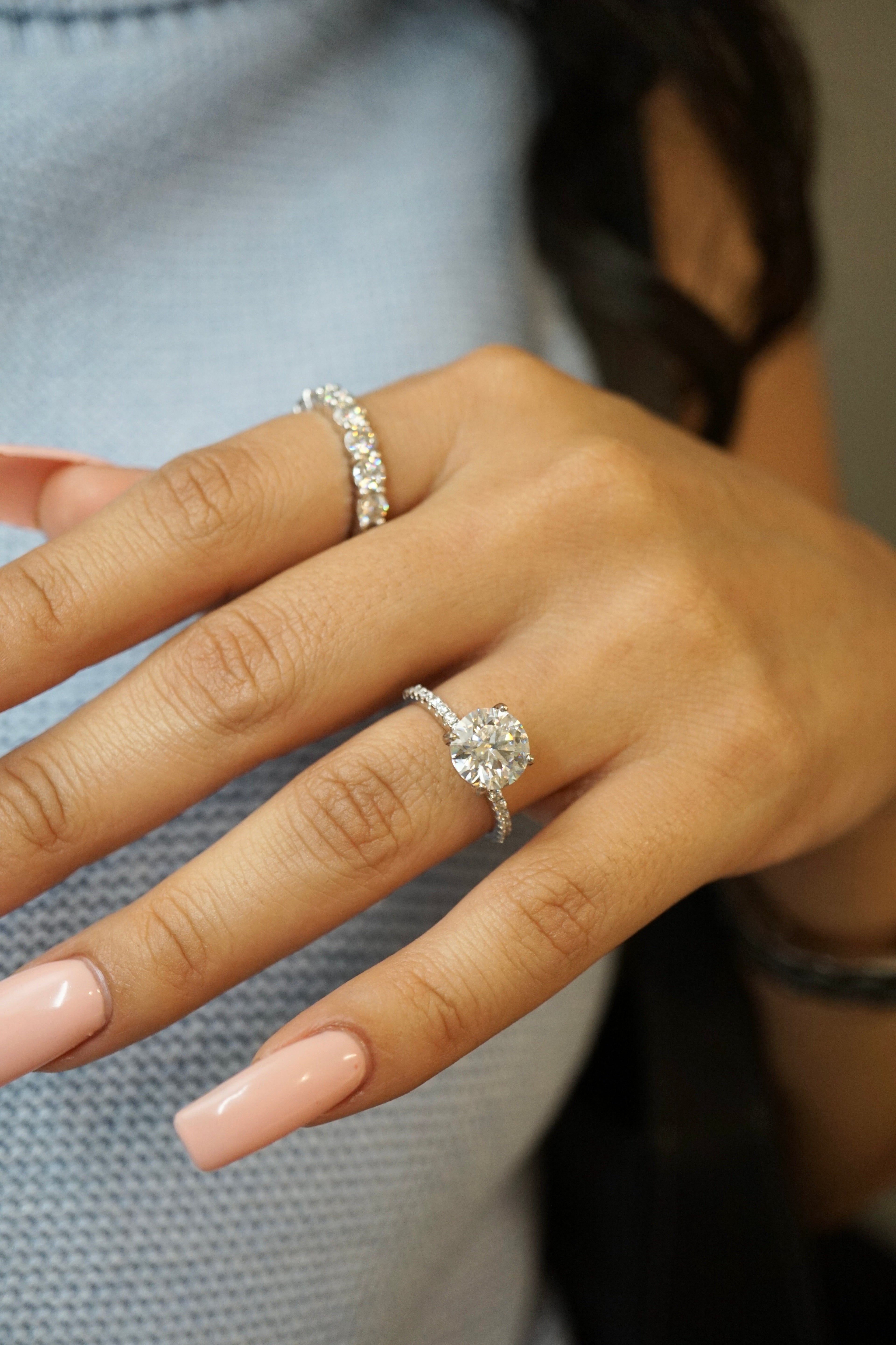 3.0ct Round Cut Moissanite Accented Engagement Ring