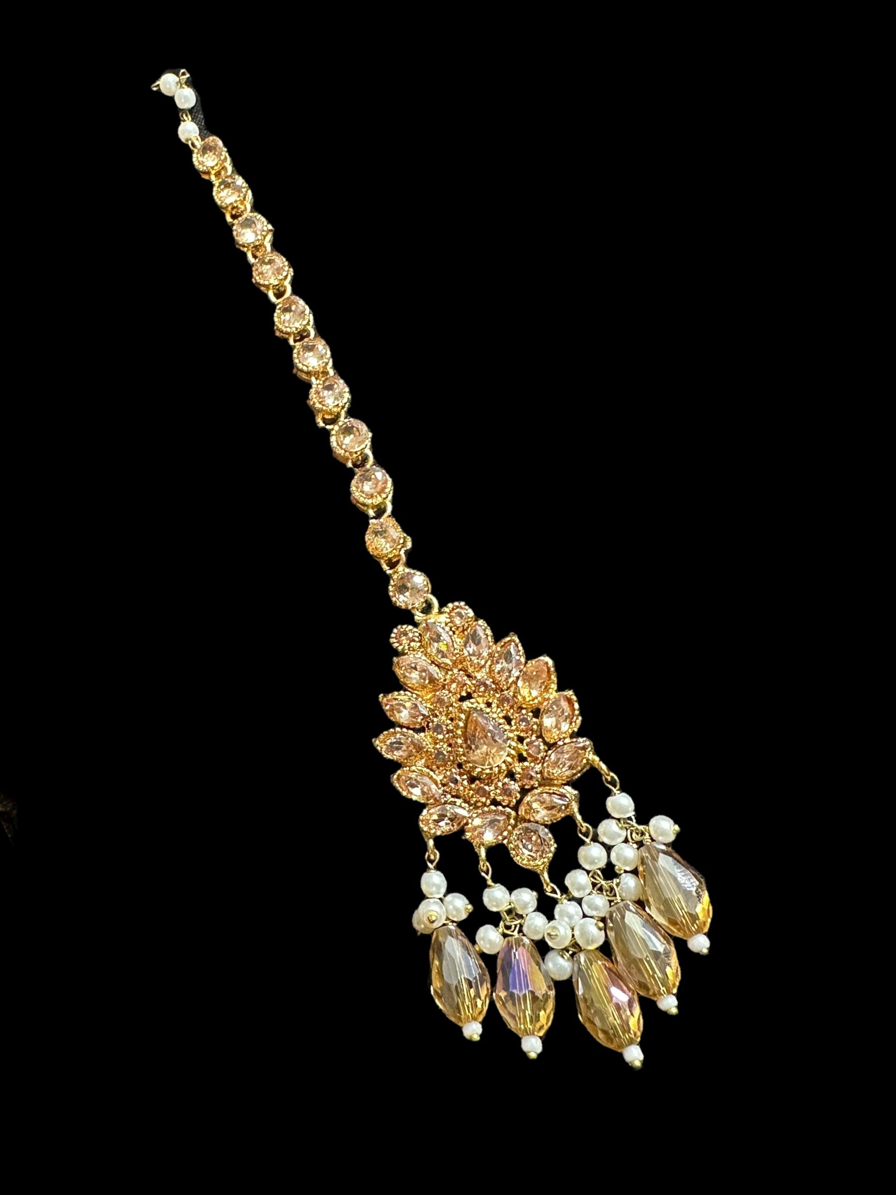 BR478 Kafiya bridal set in golden / champagne  stones and beads ( READY TO SHIP )