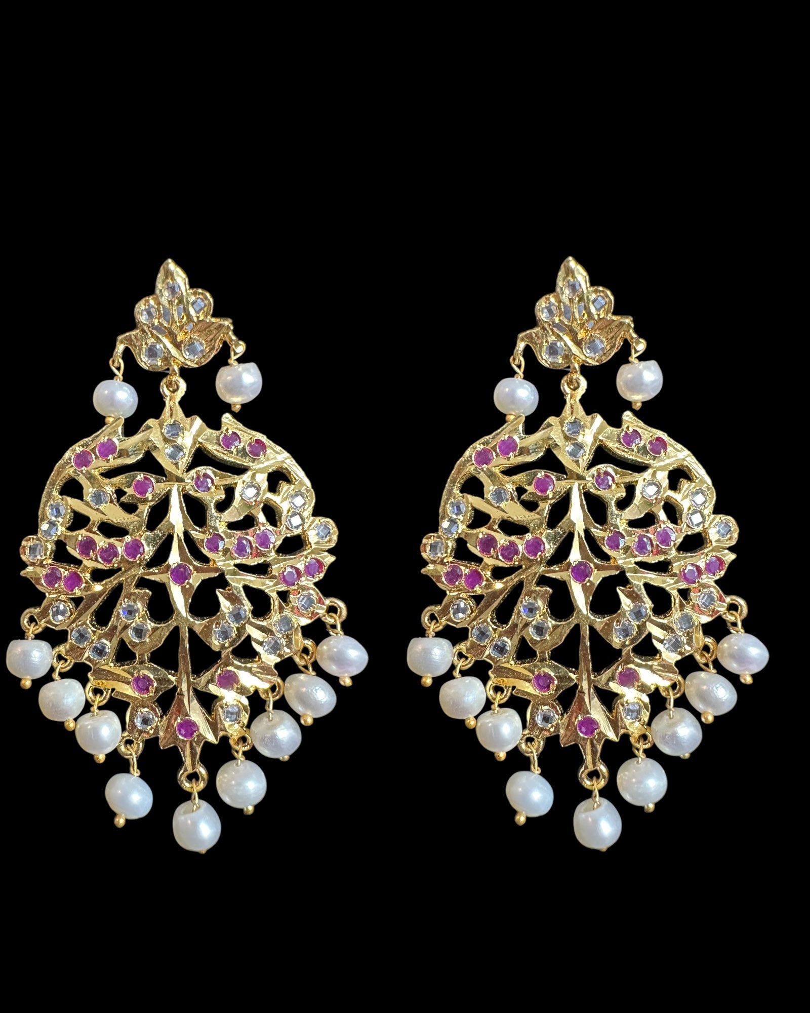 DER754  Aryana fresh water pearl gold plated earrings ( SHIPS IN 3 WEEKS )