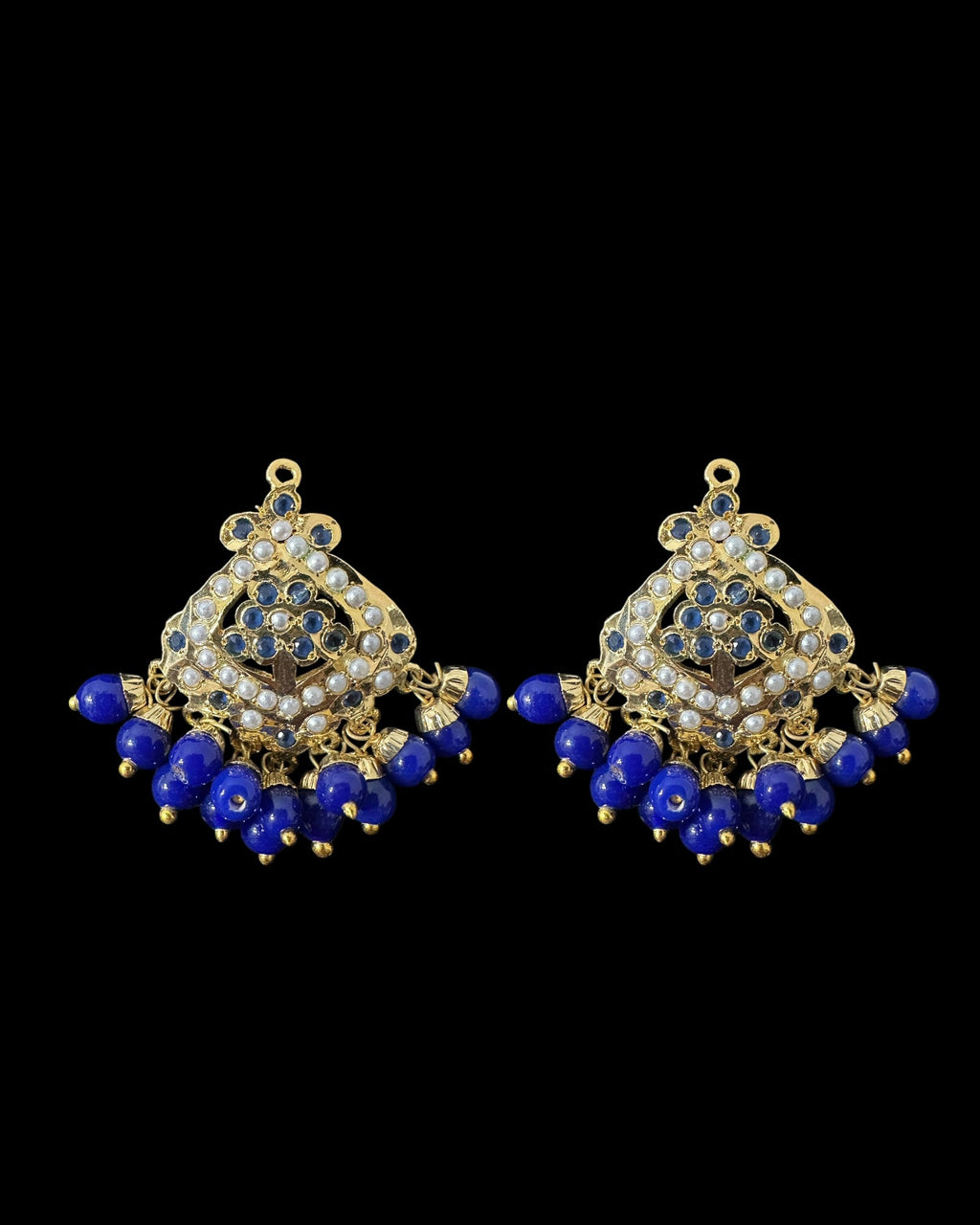 PS549 Ayeza jadau royal blue pearl pendant set ( READY TO SHIP )