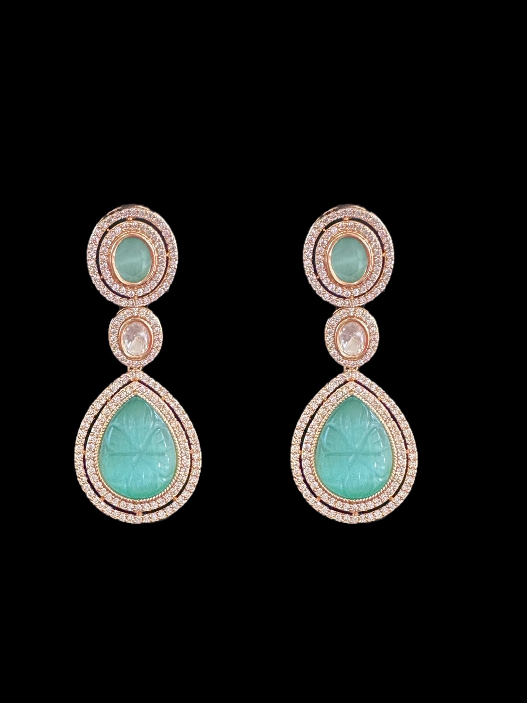 DNS54 Reema high quality Polki necklace set - mint blue  ( READY TO SHIP )