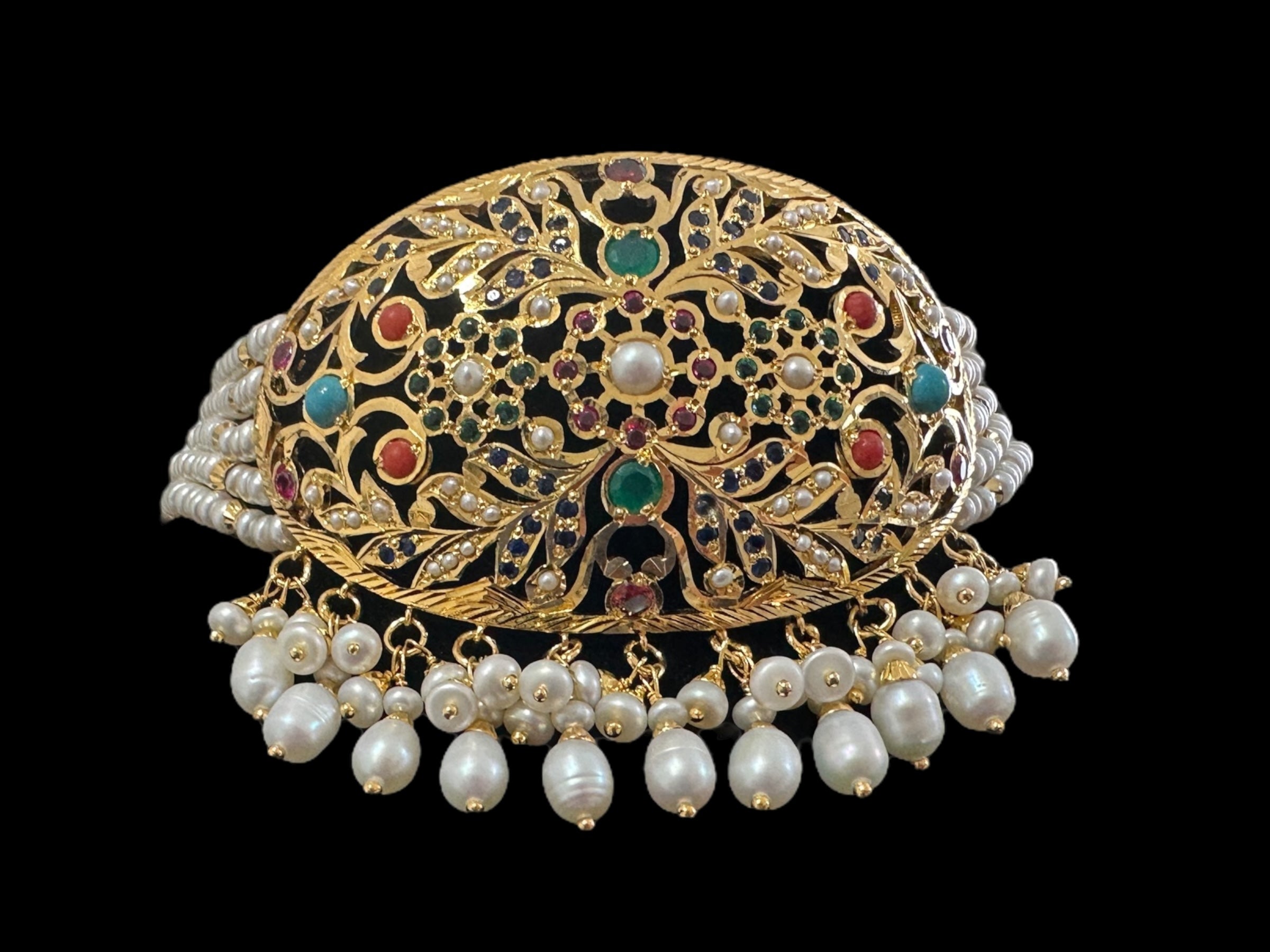 Navratan / Multicolored Jadau choker Set in Gold Plated Silver ( SHIPS IN 5 WEEKS  )