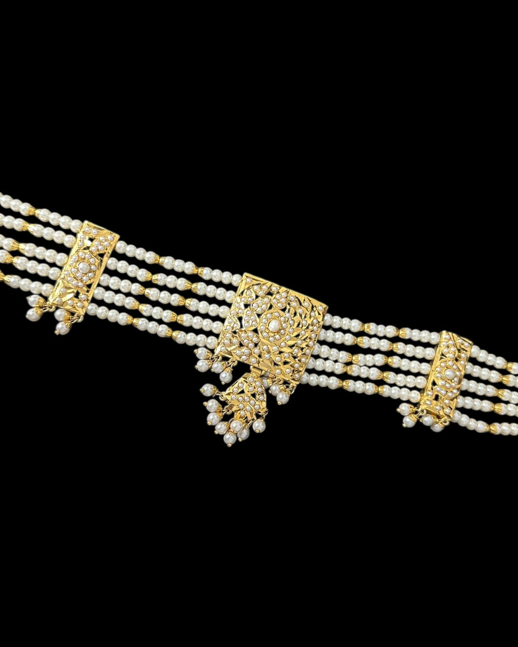C566 Gold plated jadau choker in pearls ( READY TO SHIP )