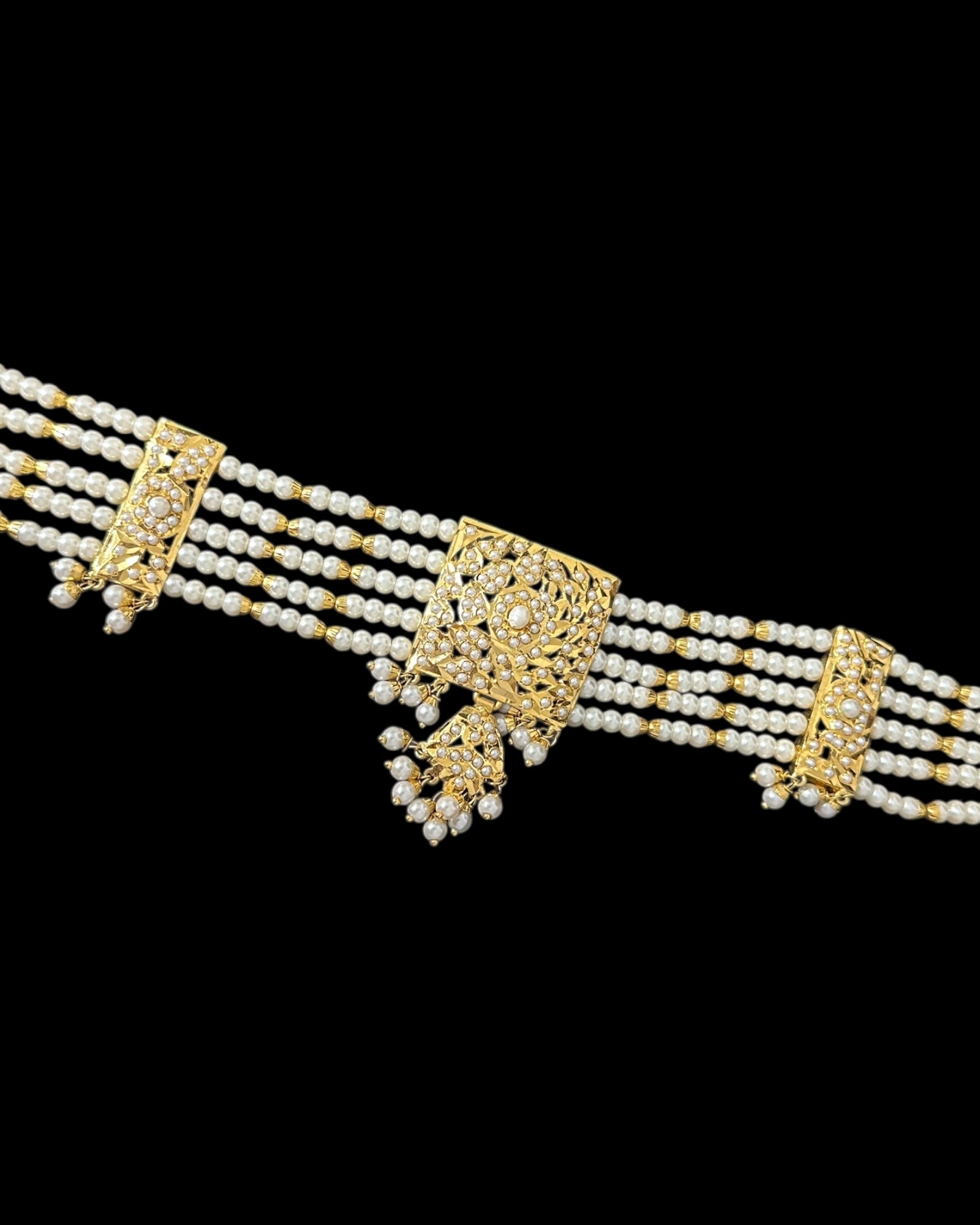 C566 Gold plated jadau choker in pearls ( READY TO SHIP )