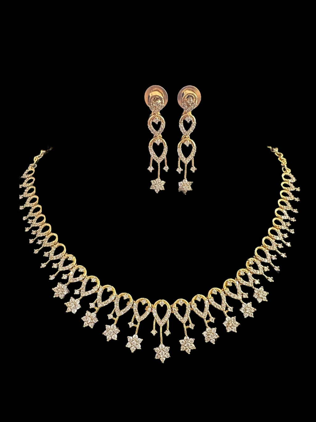 DNS153 Rima necklace earrings in cz  ( READY TO SHIP )