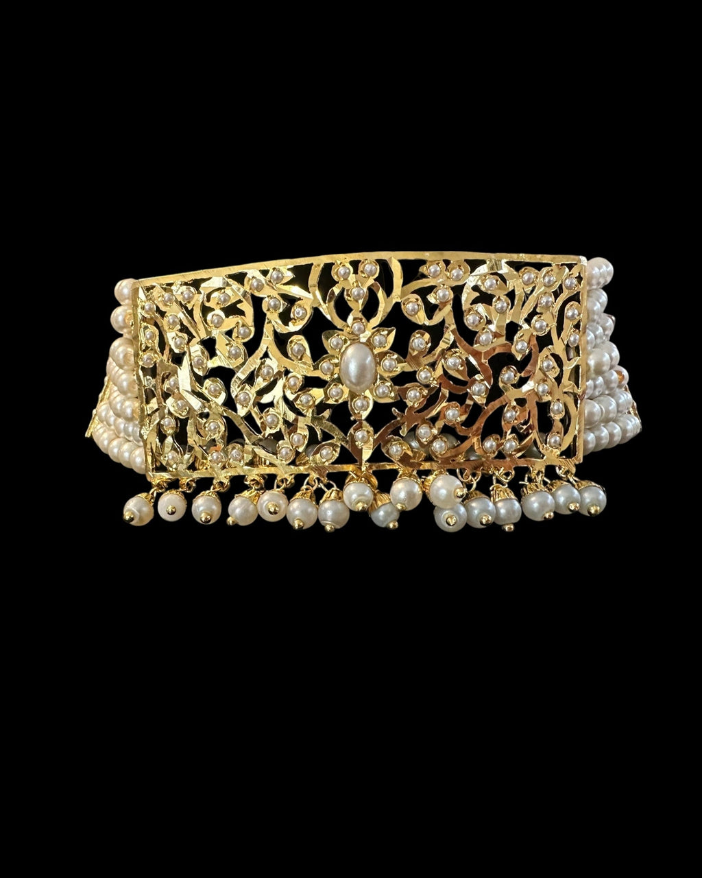 C243 Gold plated jadau choker in pearls ( READY TO SHIP )
