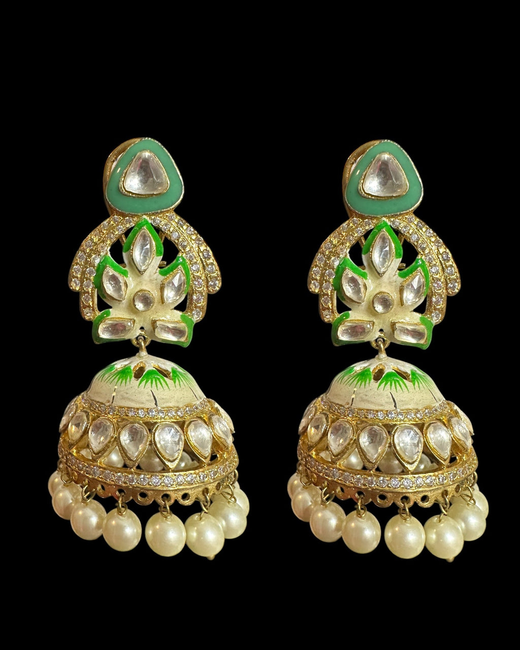 DER756 Rupal polki jhumka ( READY TO SHIP )