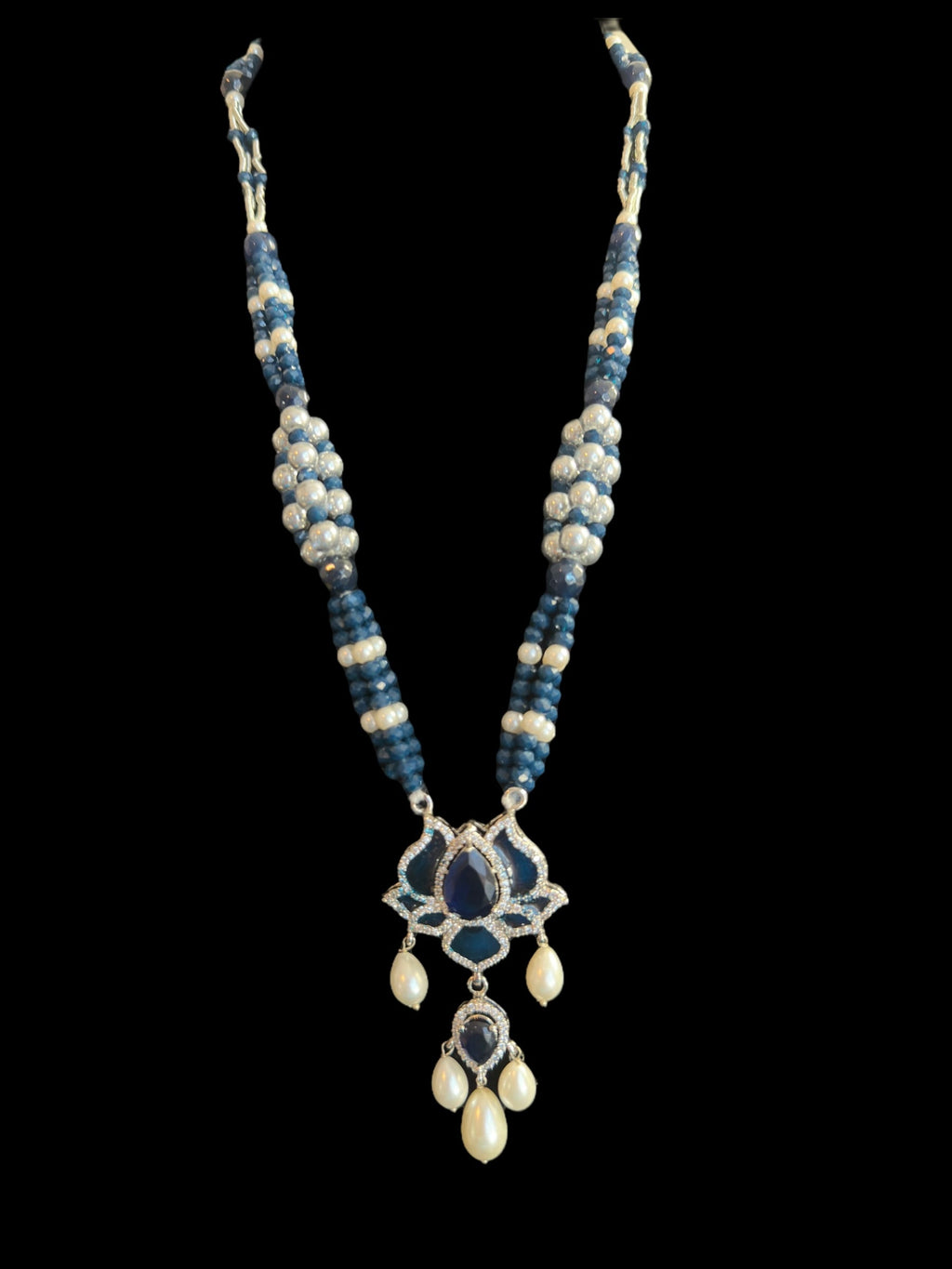 DLN101  Maria mala  and earrings set in blue ( SHIPS IN 4 WEEKS )