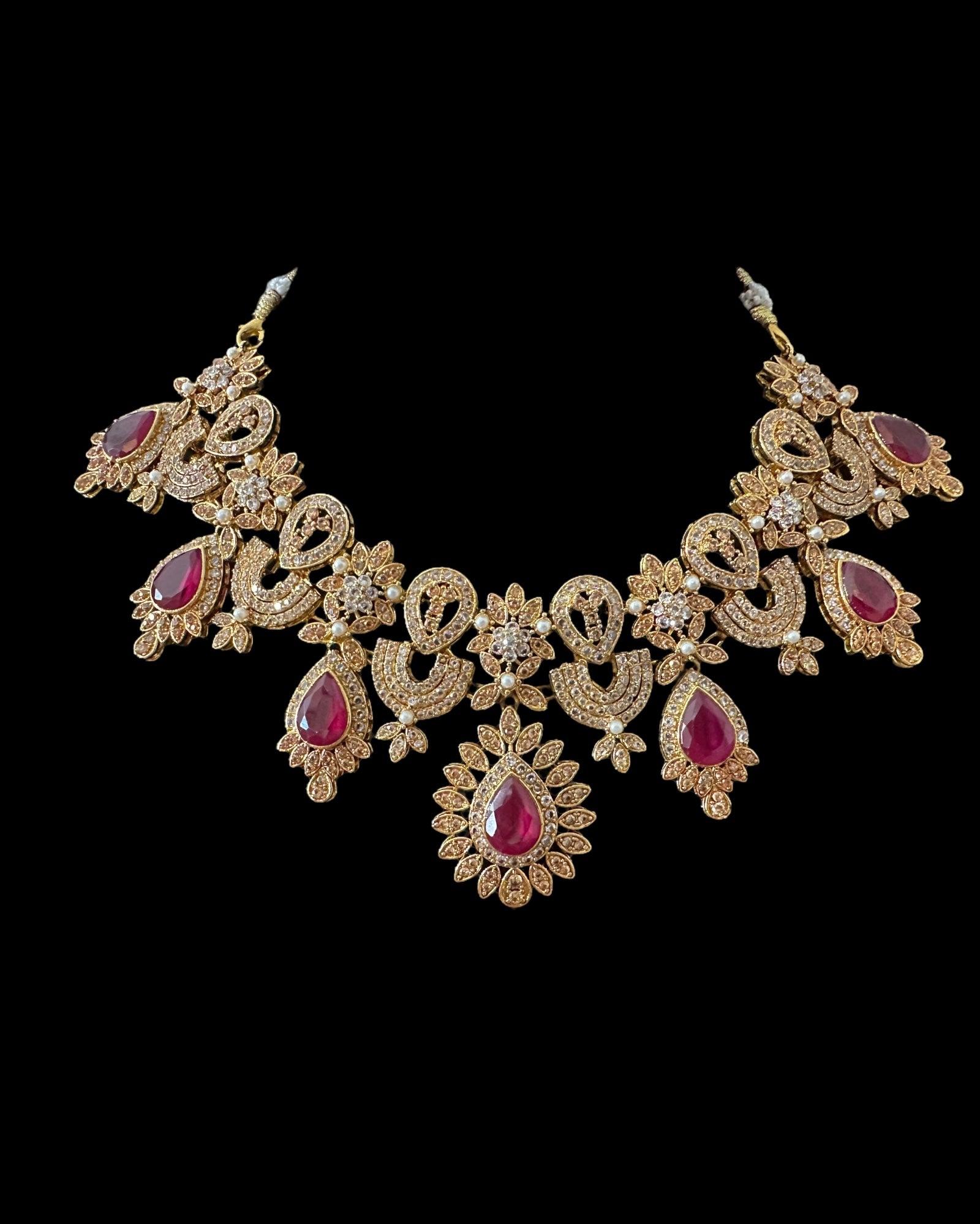 BR463 Ruby and zircon bridal set ( SHIPS IN 4 WEEKS )