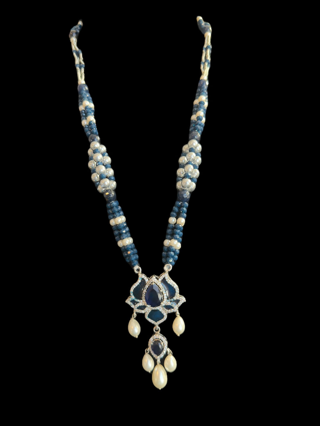 DLN101  Maria mala  and earrings set in blue ( SHIPS IN 4 WEEKS )