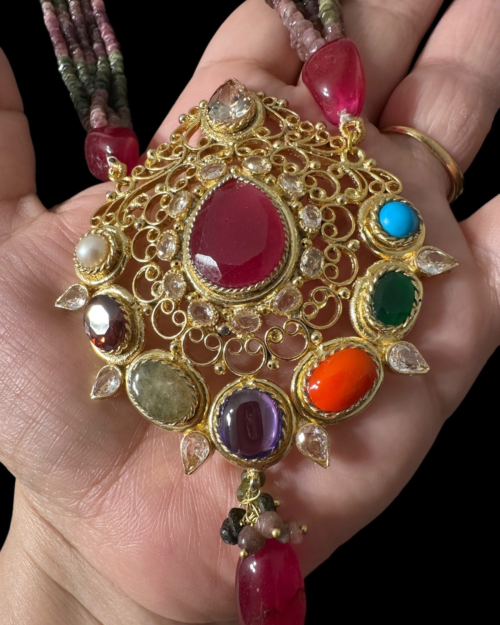 DLN128 Adaya multicolor natural  beads necklace ( READY TO SHIP )