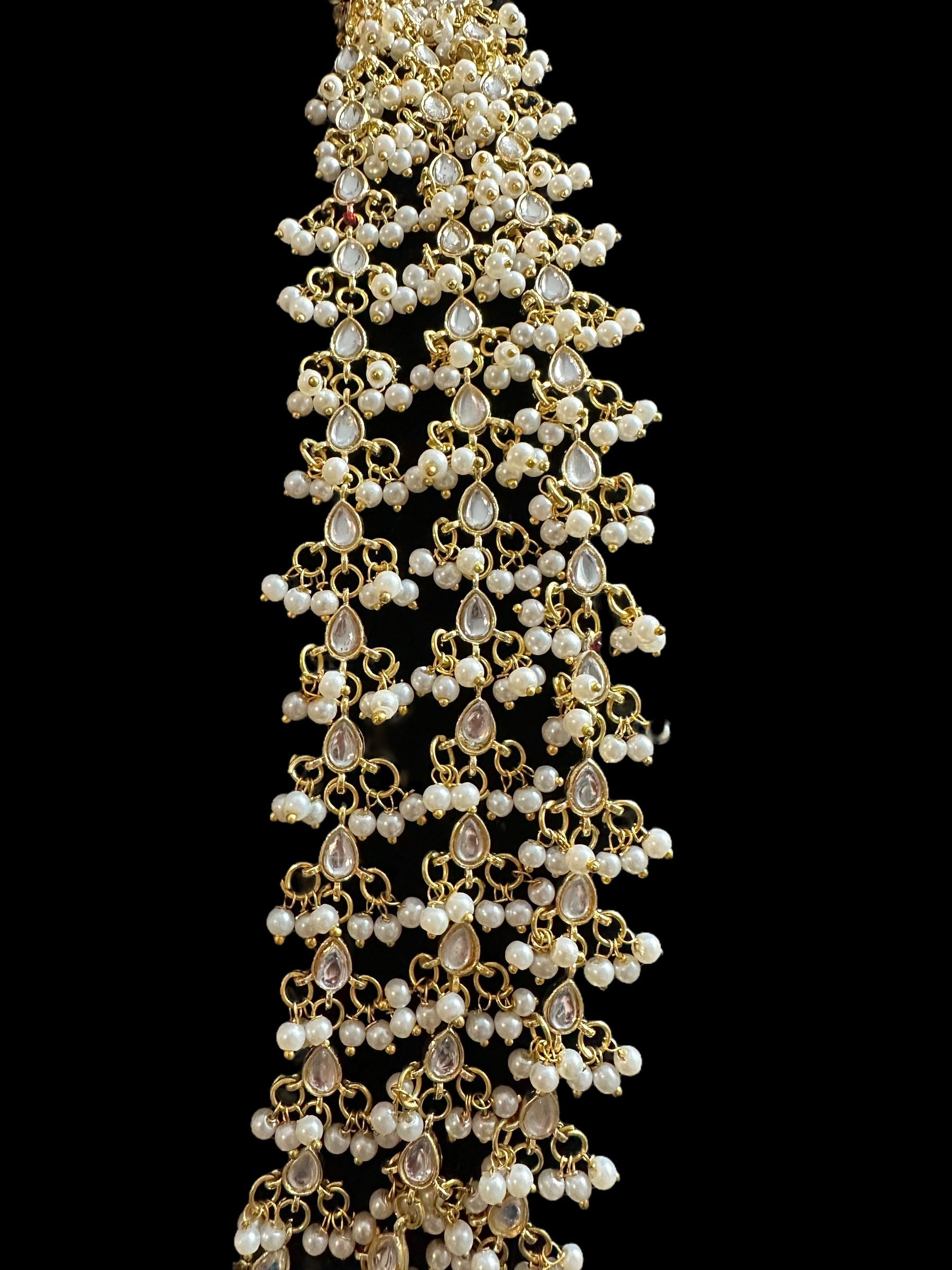 DLN100 Freya three layered kundan necklace with earrings ( READY TO SHIP )