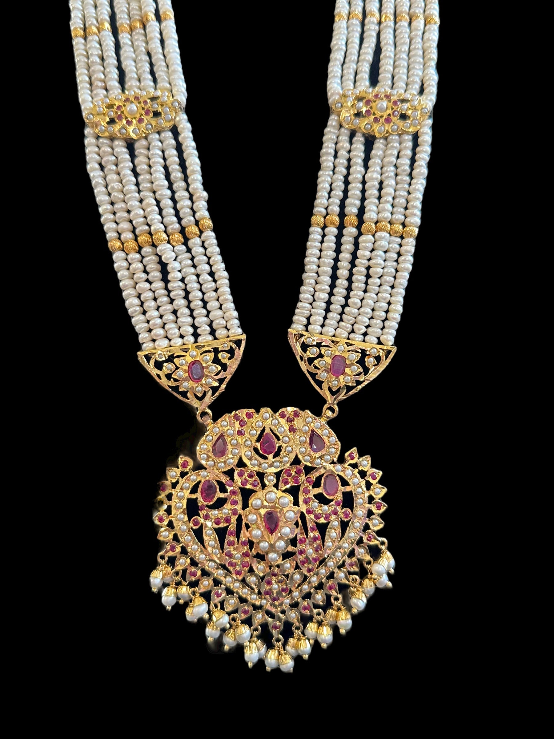 DLN42 Insha Ruby pearl jadau Rani haar  ( SHIPS IN 4 WEEKS )