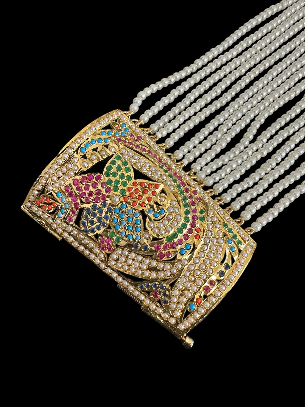 Jadau bahi / bracelet - multicolor / navratan  ( SHIPS IN 3 WEEKS   )