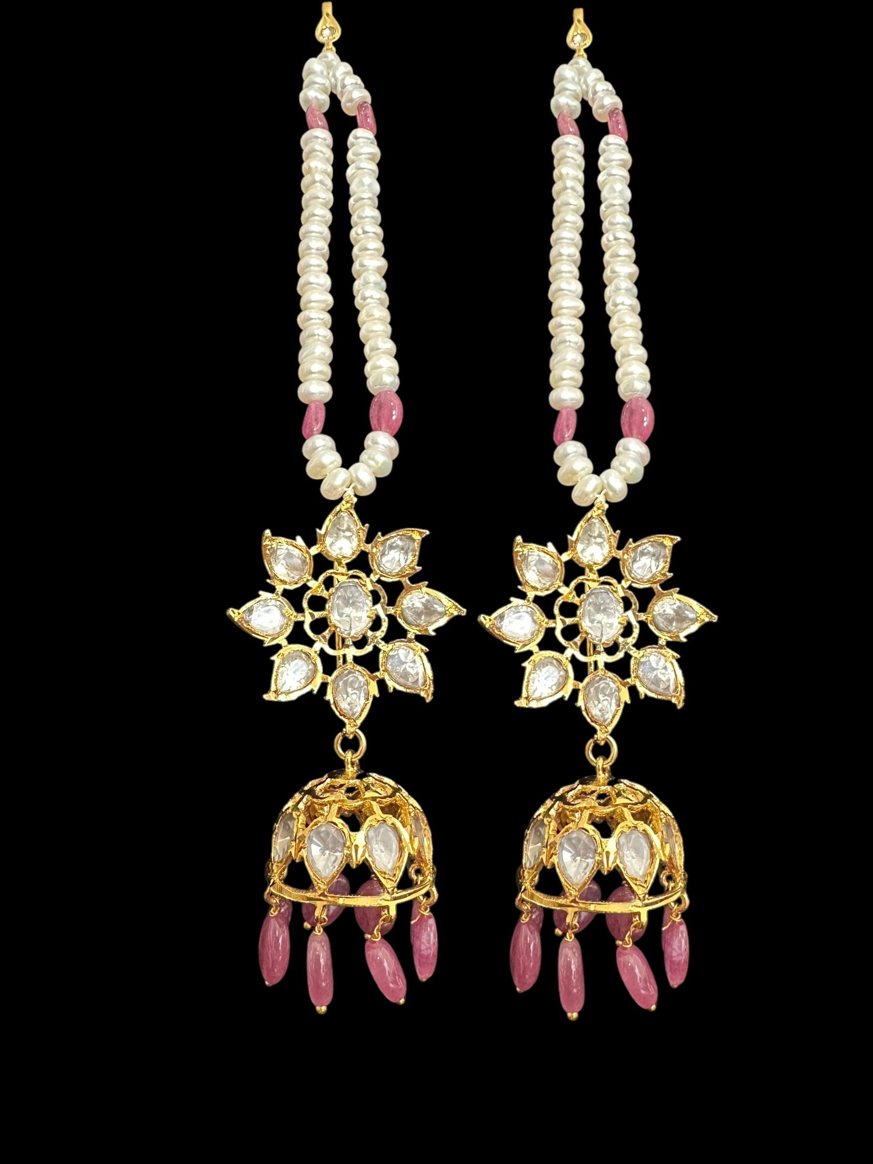 BR310 Bridal jadavi lacha , satlada  in moissanite and emeralds ( SHIPS IN 5 WEEKS )