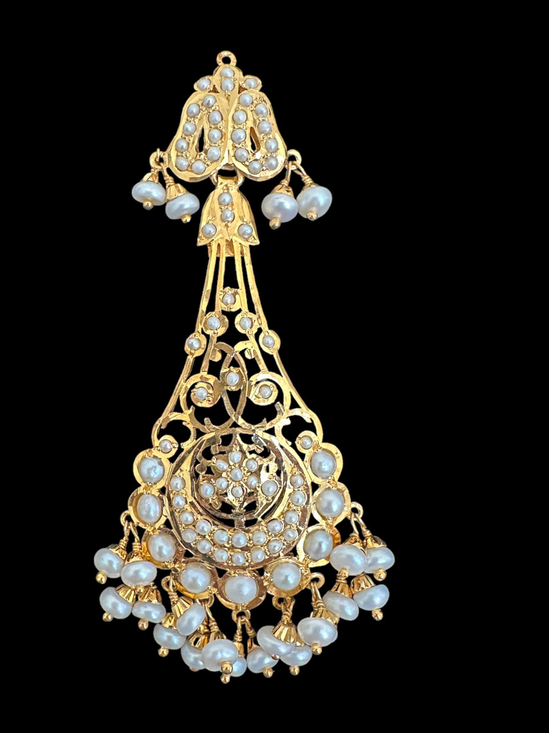 Gold plated silver earrings in fresh water pearls ( READY TO SHIP)