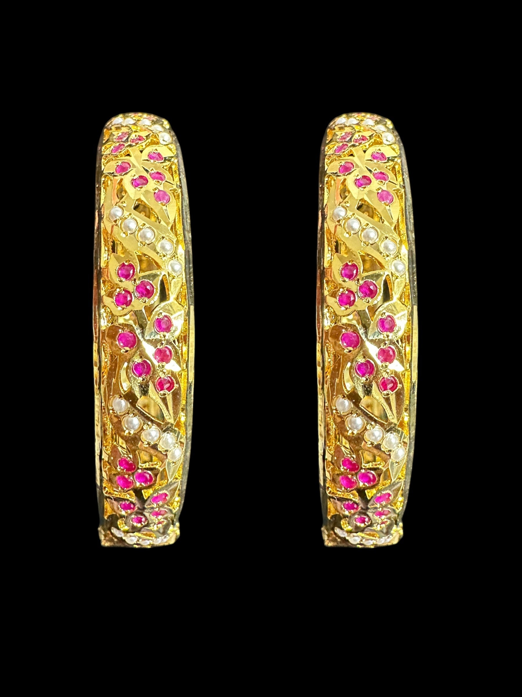 B311 Jadau  bangles ( Ruby pearl   ) ( READY TO SHIP)