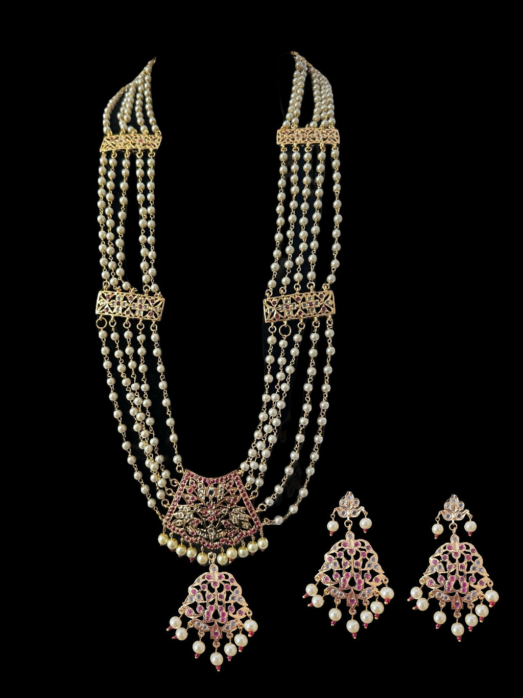 DLN118 Aabha chandan haar (rubies)( SHIPS IN 4 WEEKS  )