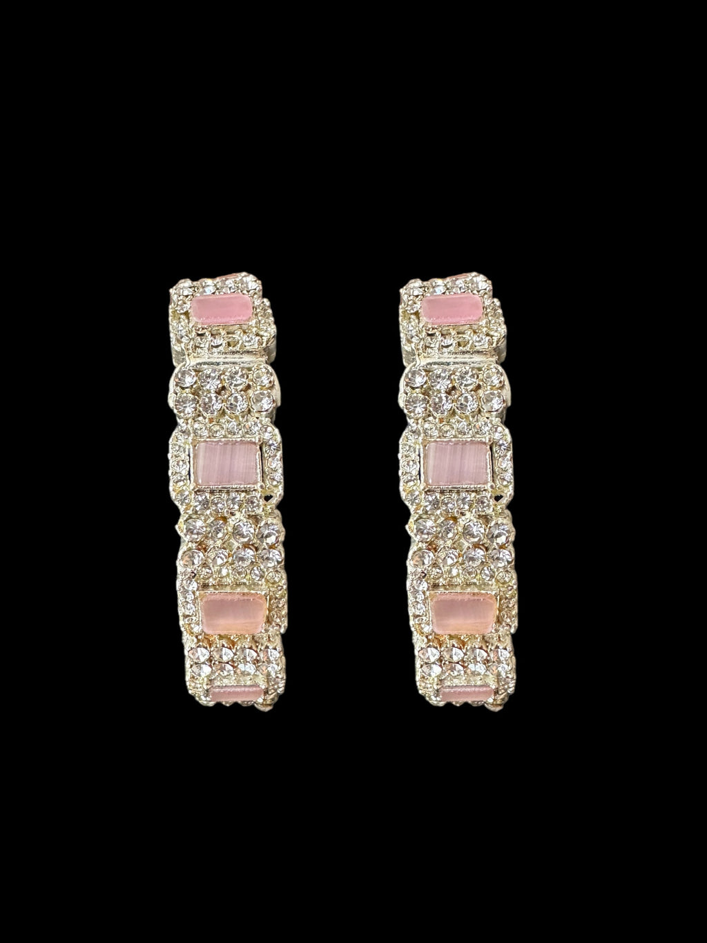 B187 Anisa bangles -pink , silver plated (READY TO SHIP)