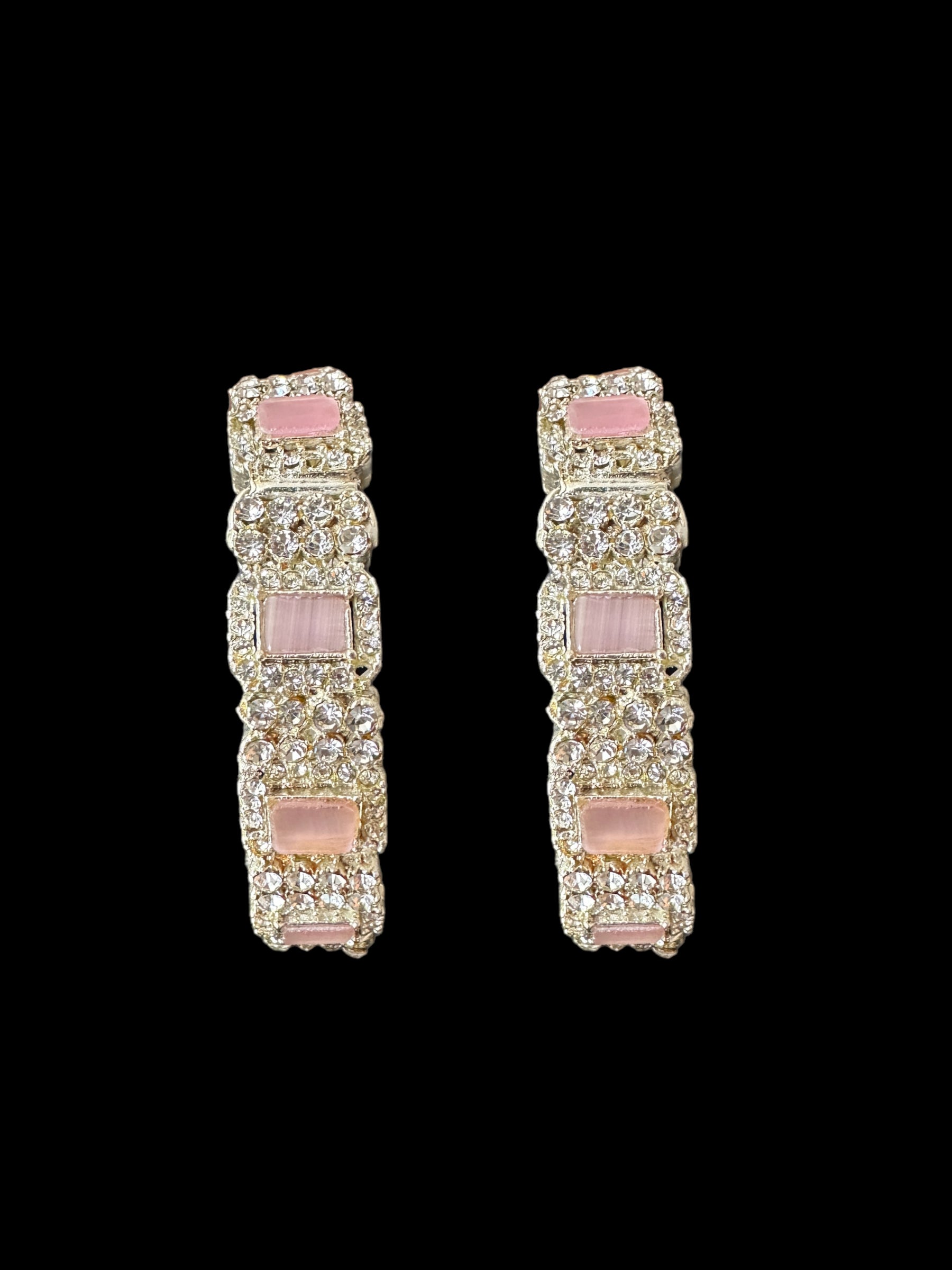 B187 Anisa bangles -pink , silver plated (READY TO SHIP)