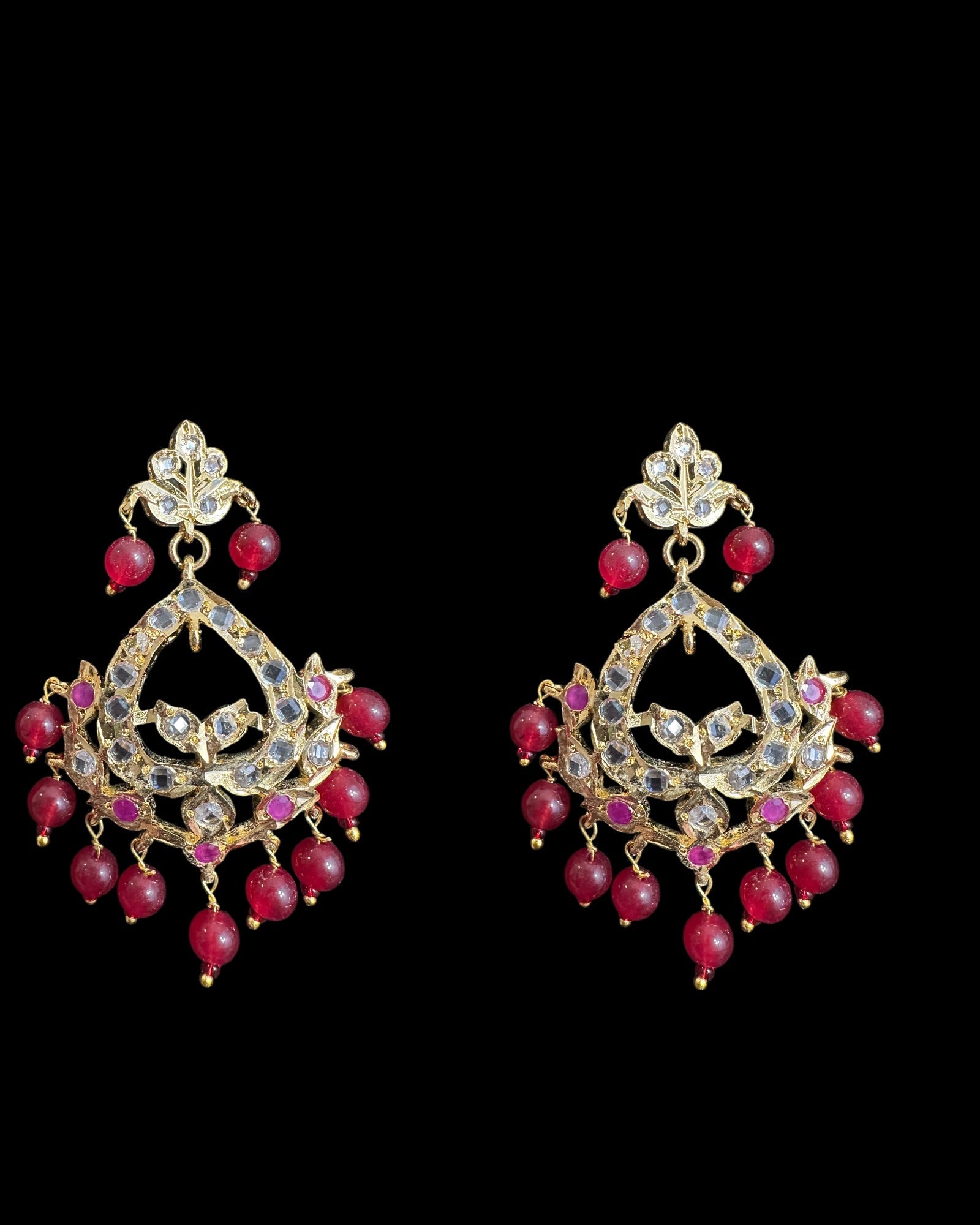 DER745 Dina hyderabadi Ruby Chandbali  ( READY  TO SHIP )