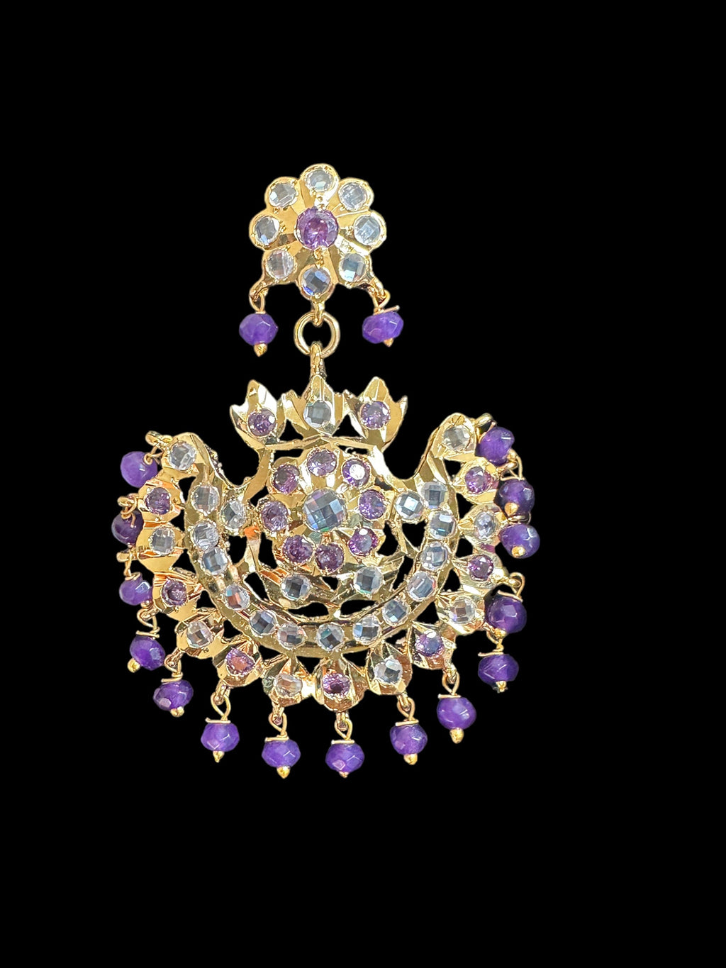 DER561 Saha chandbali in amethyst  ( READY TO SHIP )