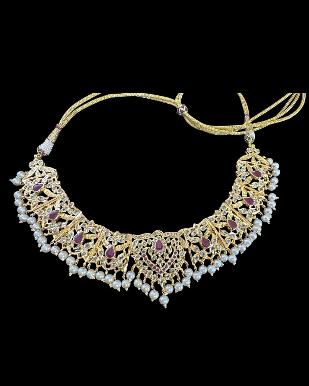 DNS176 necklace in pearls and rubies ( SHIPS IN 4 WEEKS  )