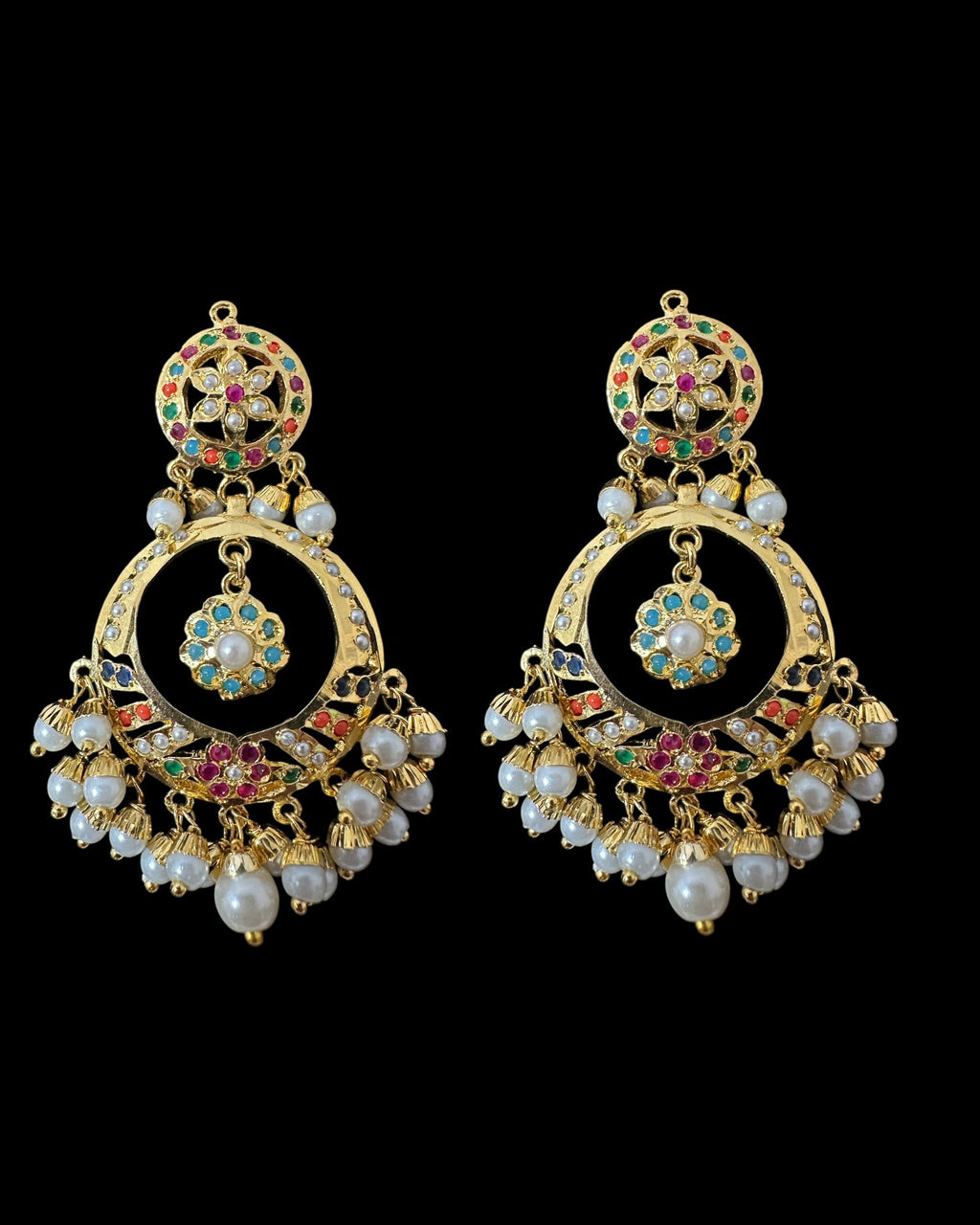 DNS194A Navratan jadau necklace set with tika ( READY TO SHIP )